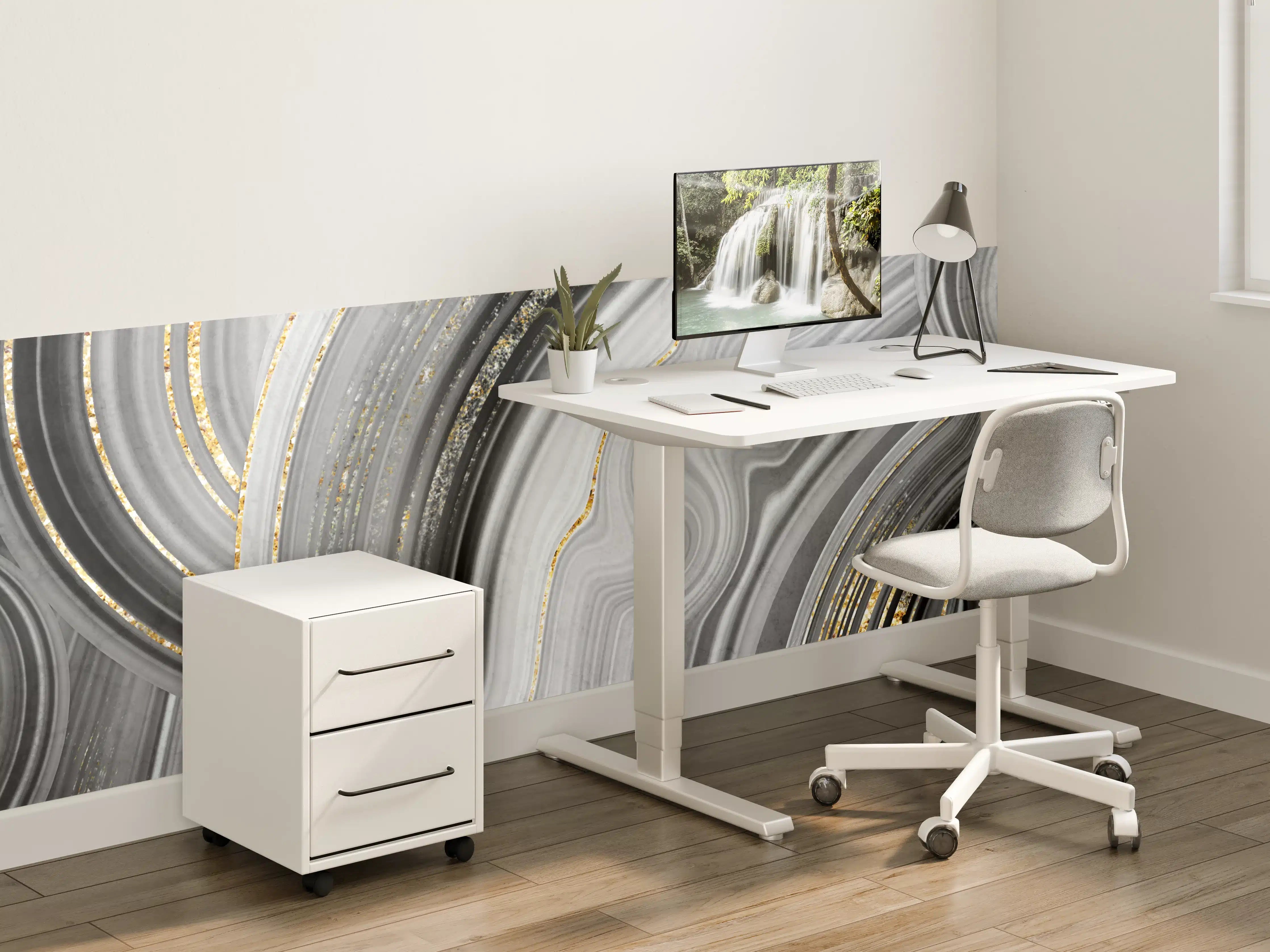 Kinderzimmer Wandgestaltung - Elegantes Schwarz-Weiß-Marmordesign