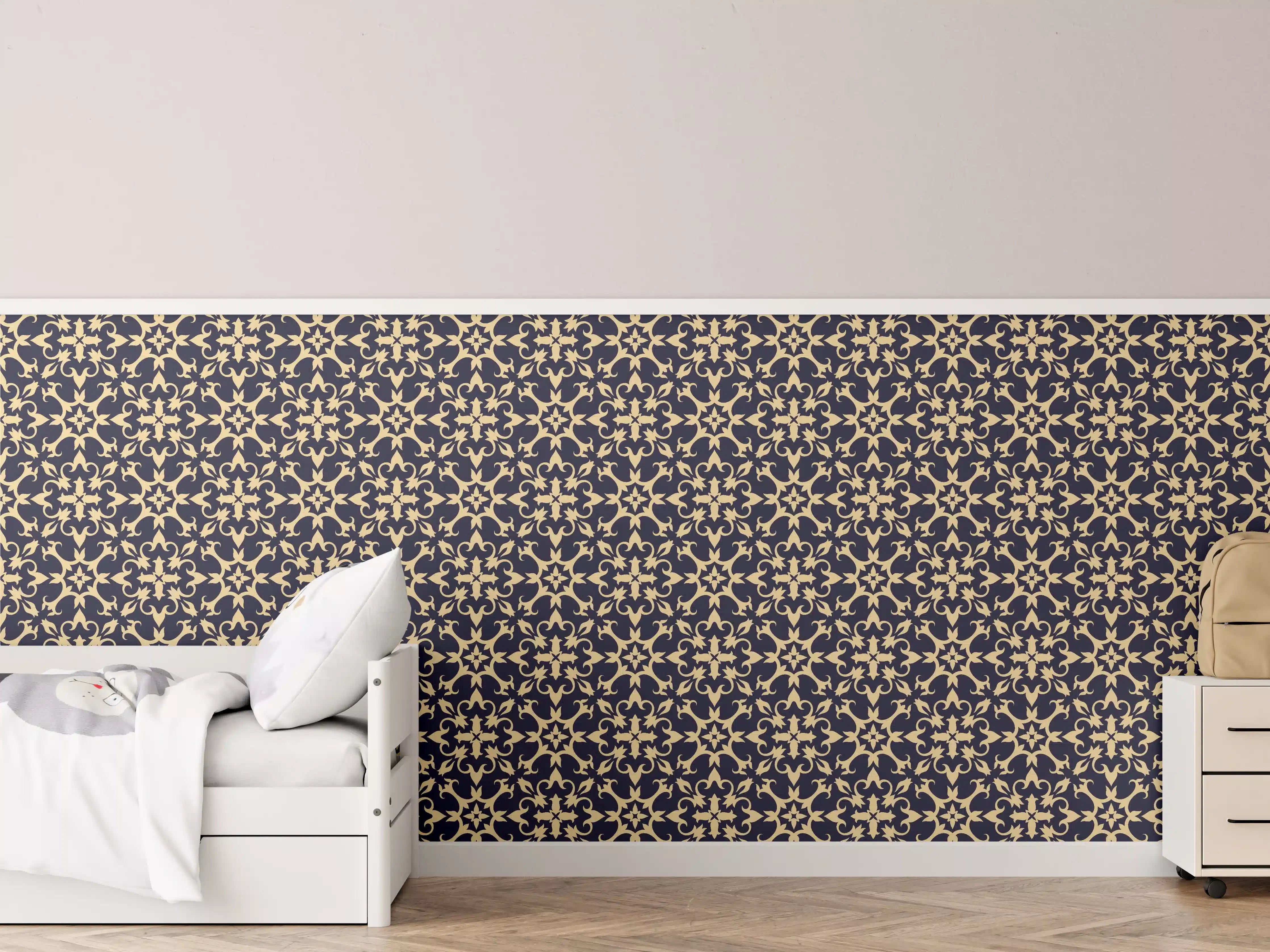 Kinderzimmer Wandgestaltung - Elegantes Vielfach-Muster Dunkel