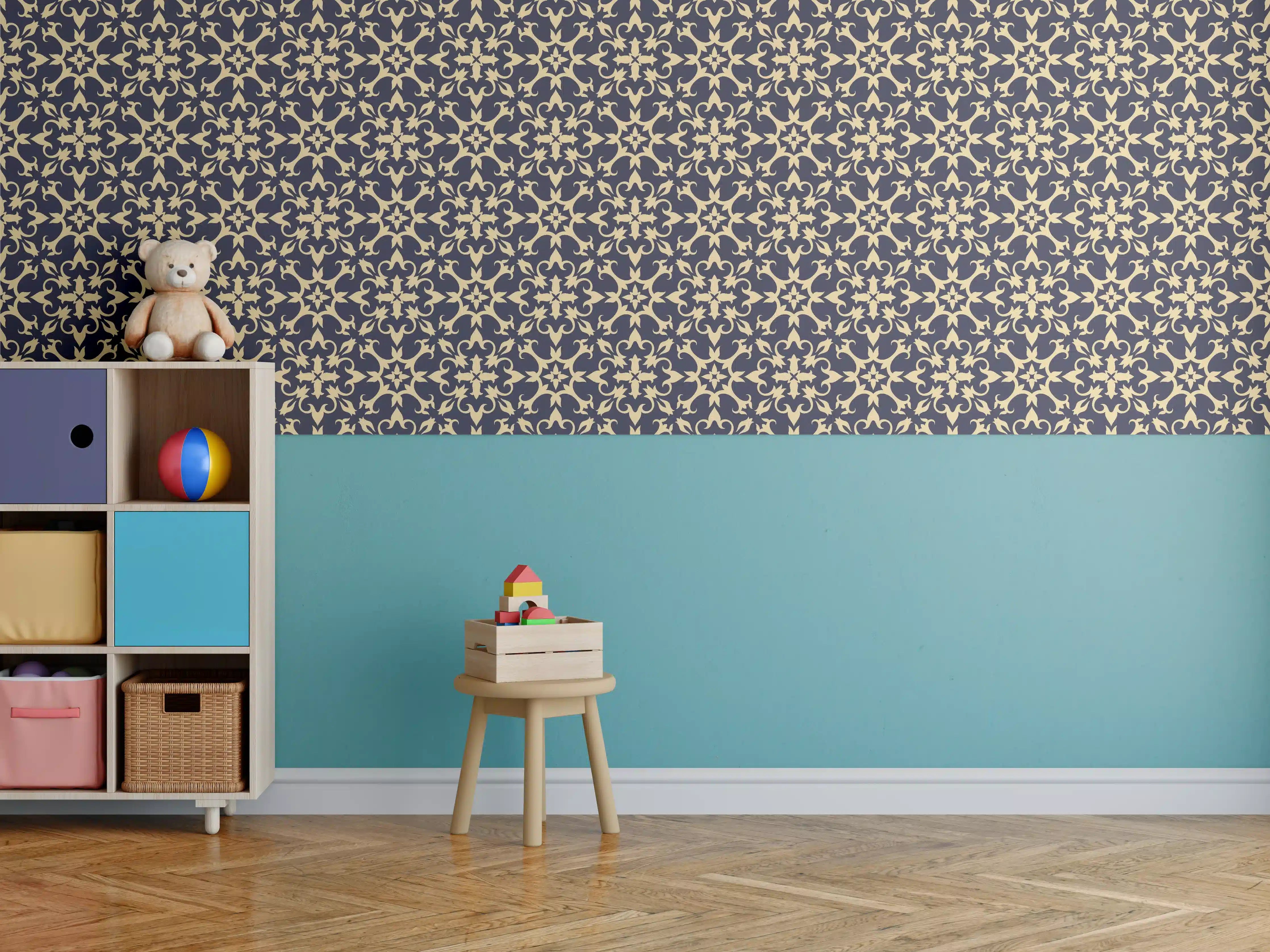 Kinderzimmer Wandgestaltung - Elegantes Vielfach-Muster Dunkel