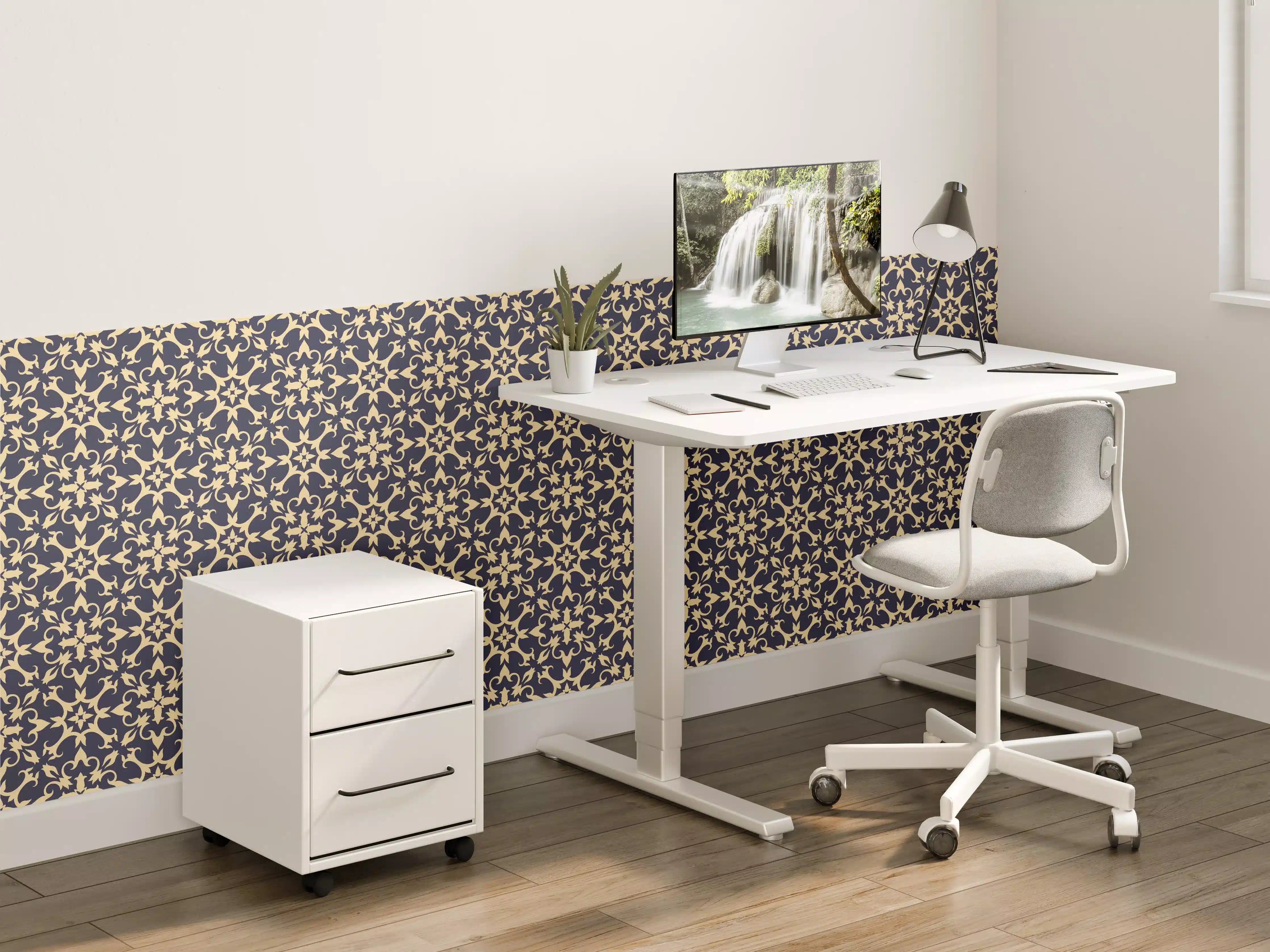 Kinderzimmer Wandgestaltung - Elegantes Vielfach-Muster Dunkel