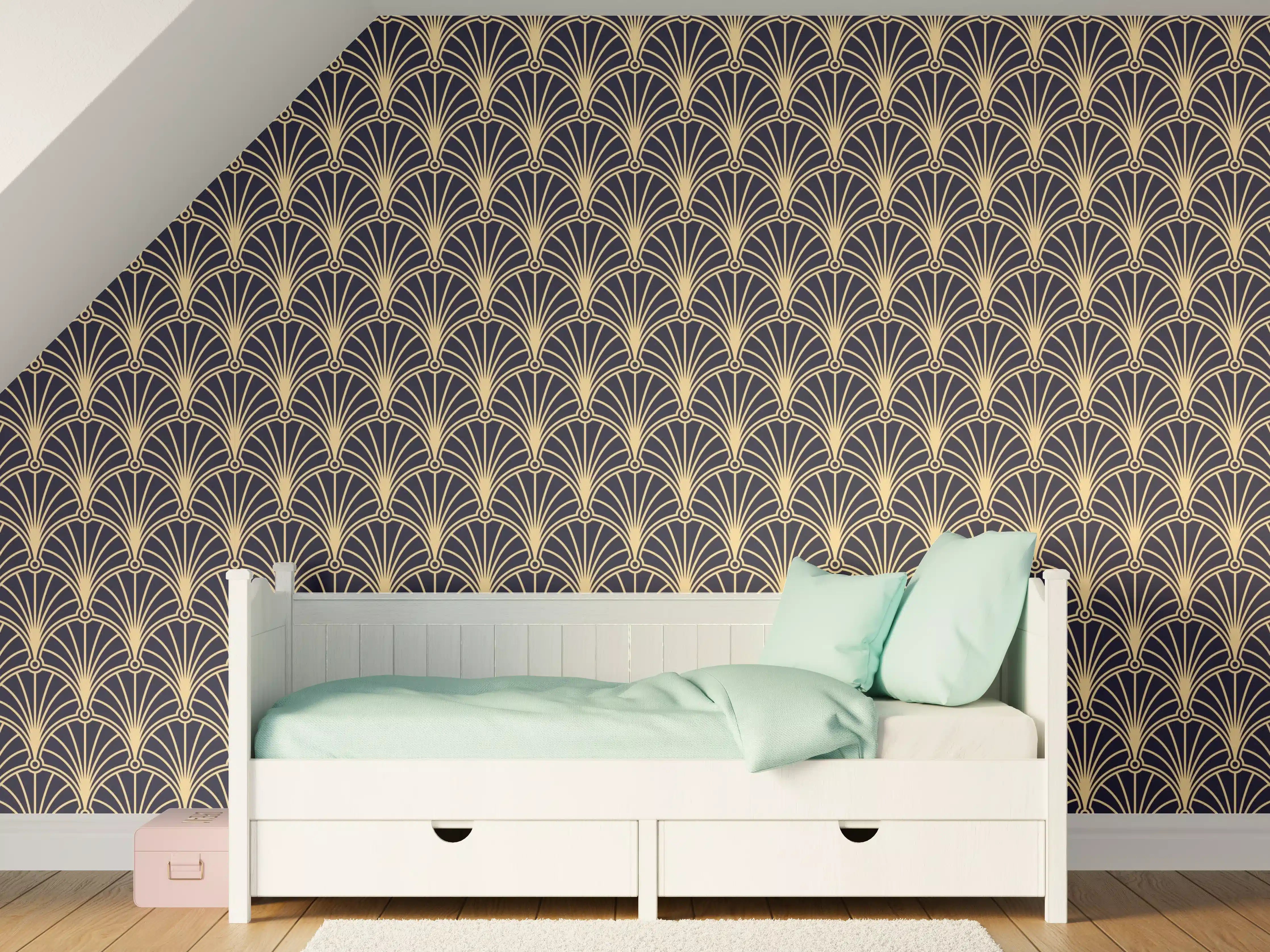 Kinderzimmer Wandgestaltung - Elegantes anthrazitfarbenes Designer-Muster