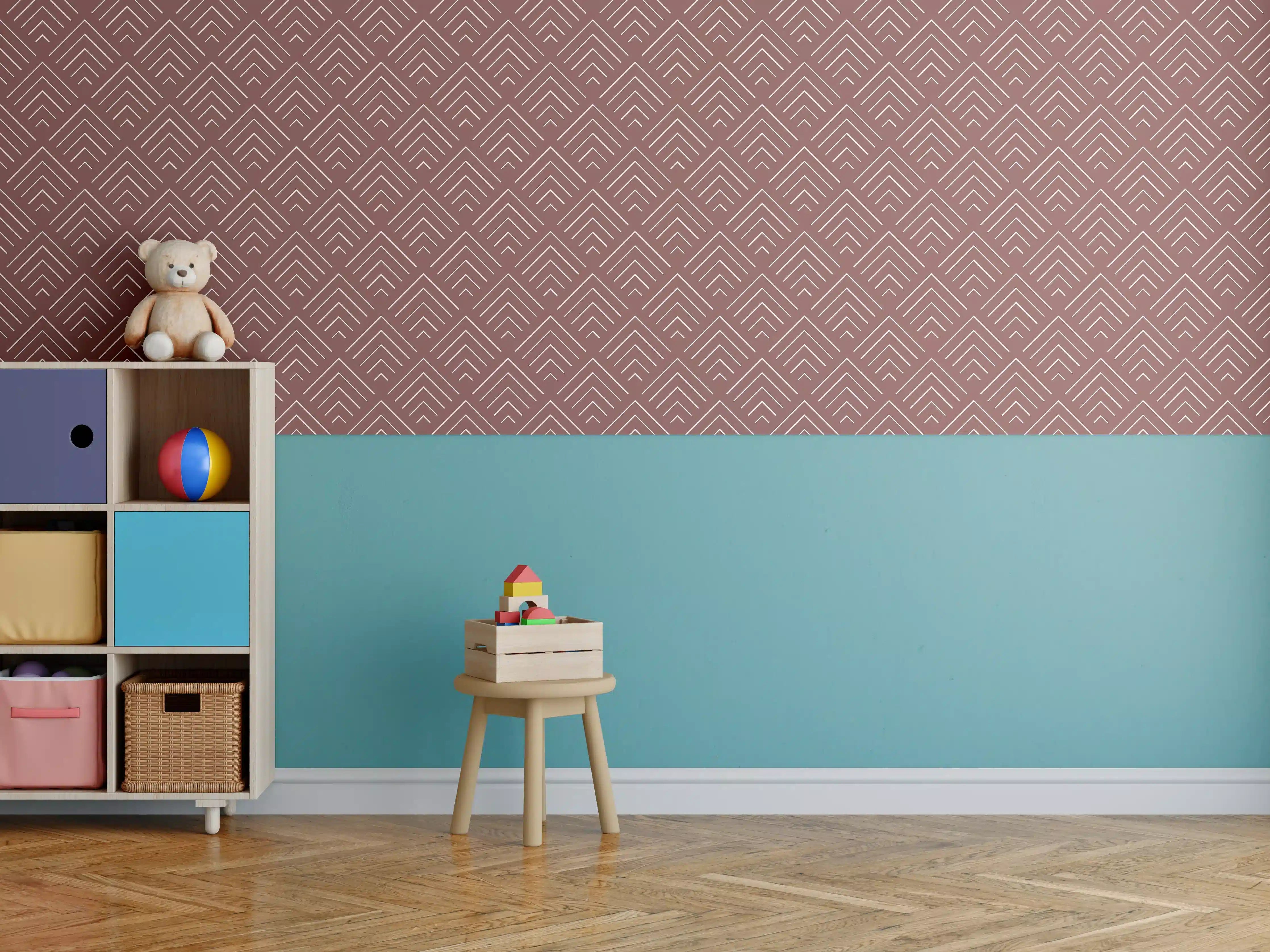 Kinderzimmer Wandgestaltung - Elegantes geometrisches Muster in warmen Tönen