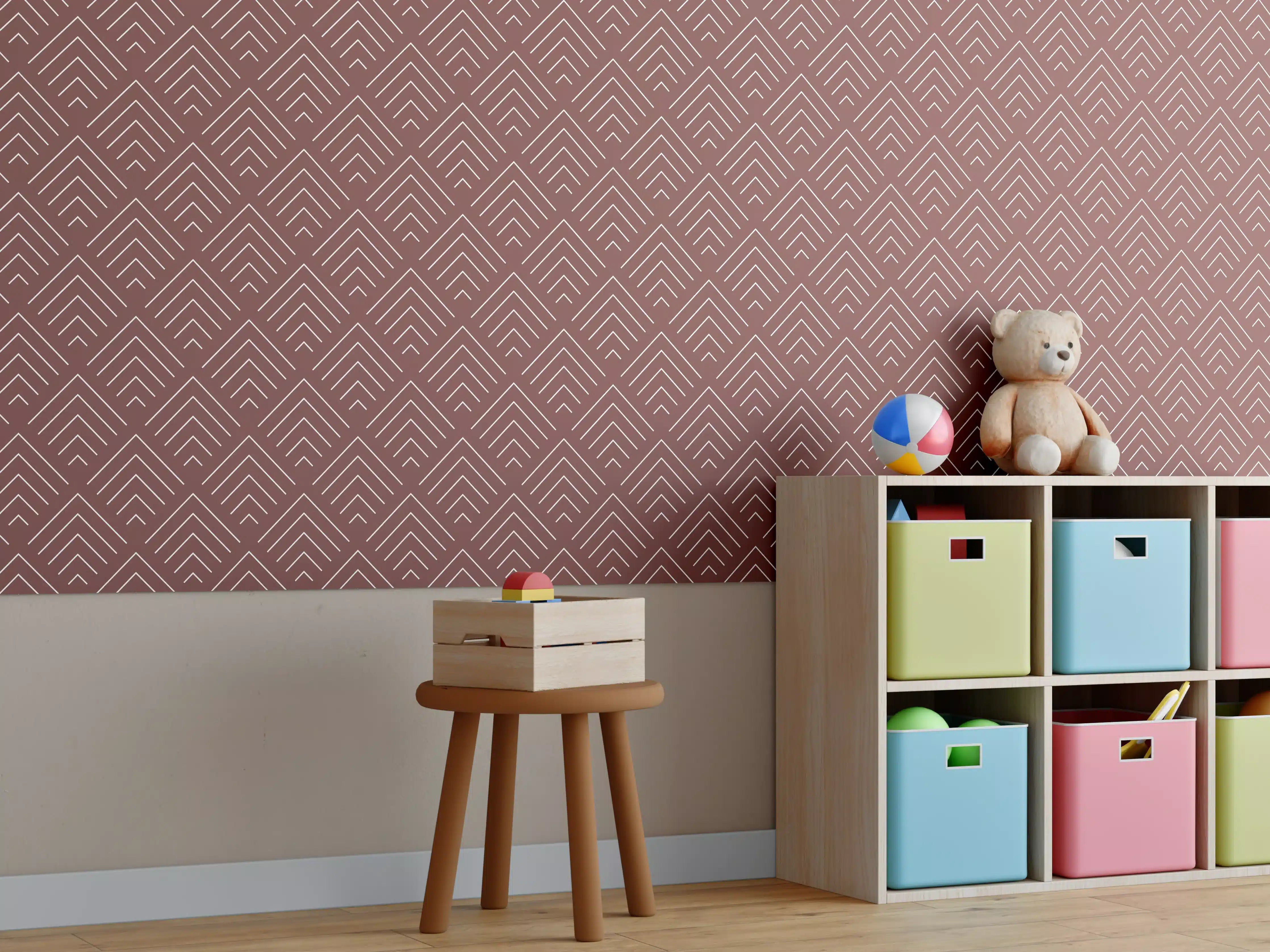 Kinderzimmer Wandgestaltung - Elegantes geometrisches Muster in warmen Tönen