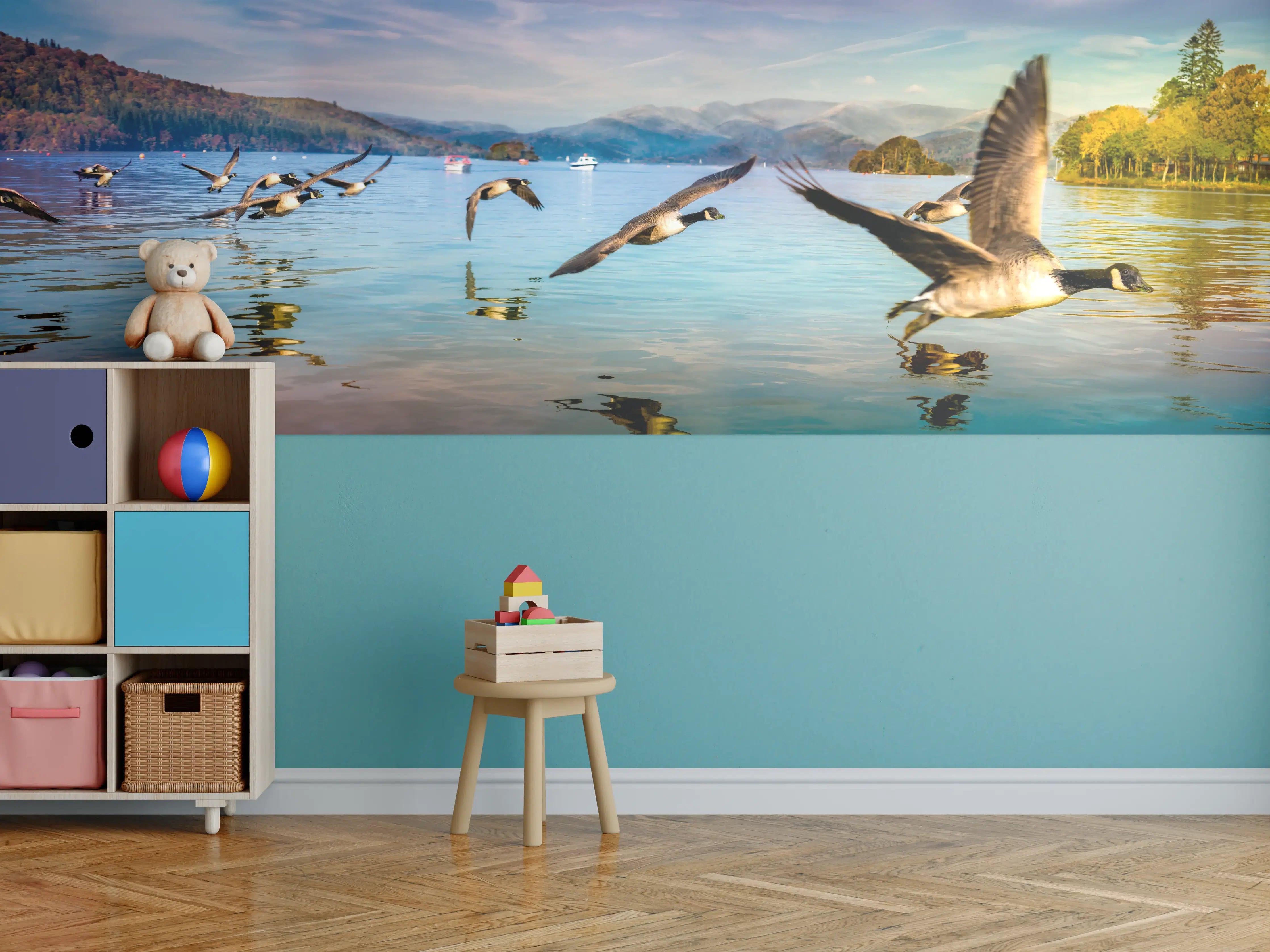 Kinderzimmer Wandgestaltung - Entenschwarm am Lake Windermere