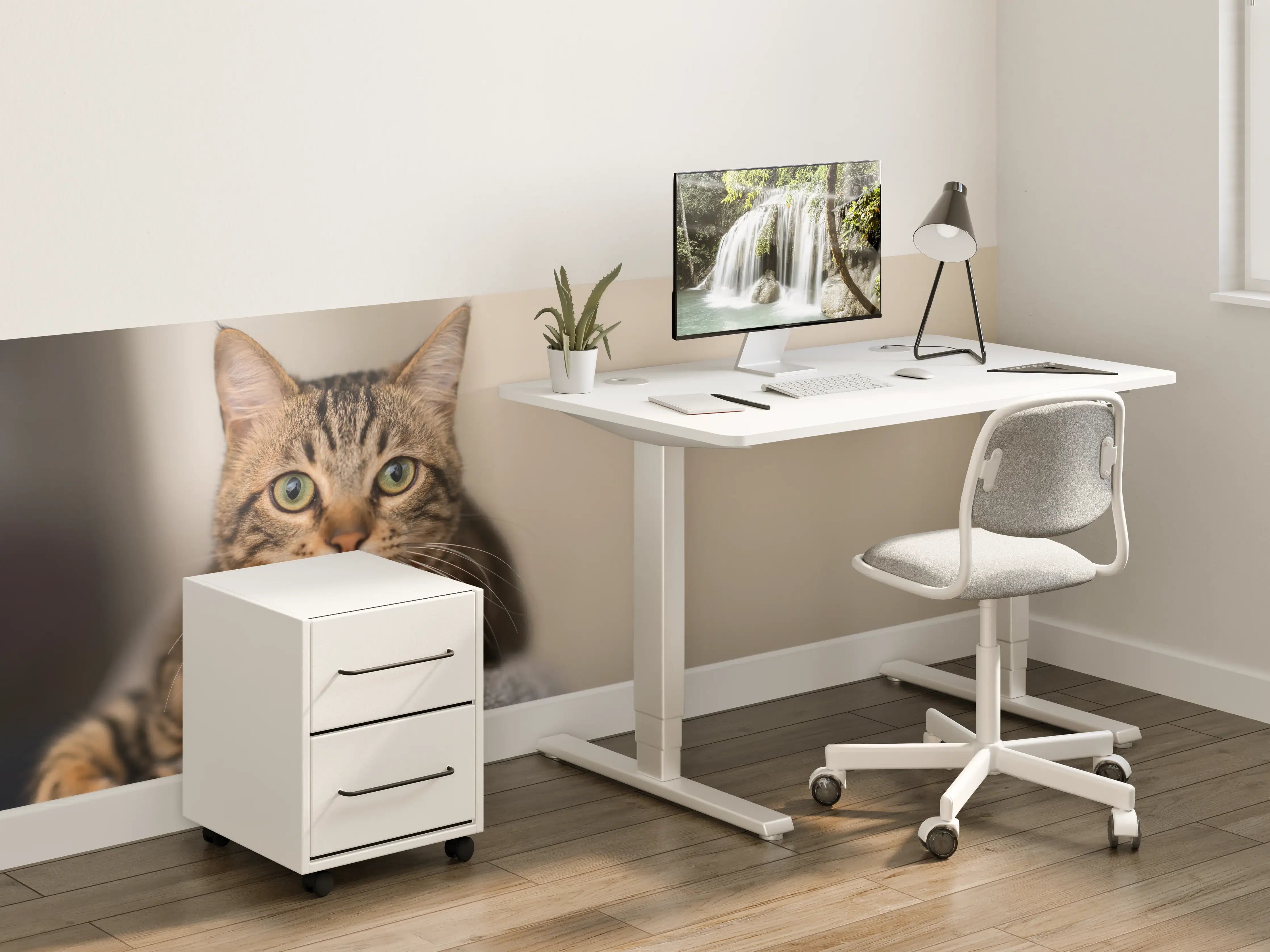 Kinderzimmer Wandgestaltung - Entspannte Hauskatze in Beige-Braun