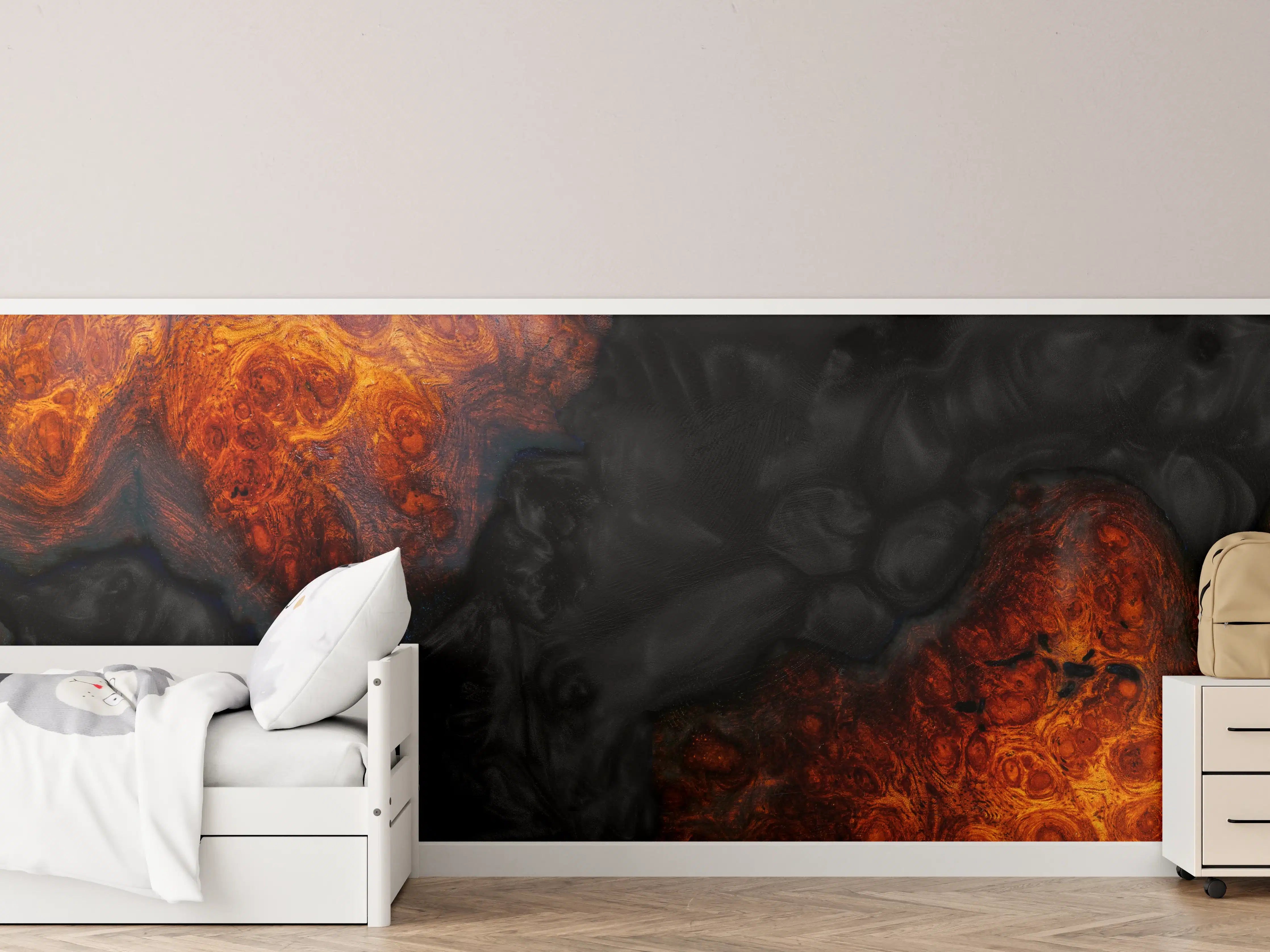 Kinderzimmer Wandgestaltung - Epoxidharz Maserholz Struktur