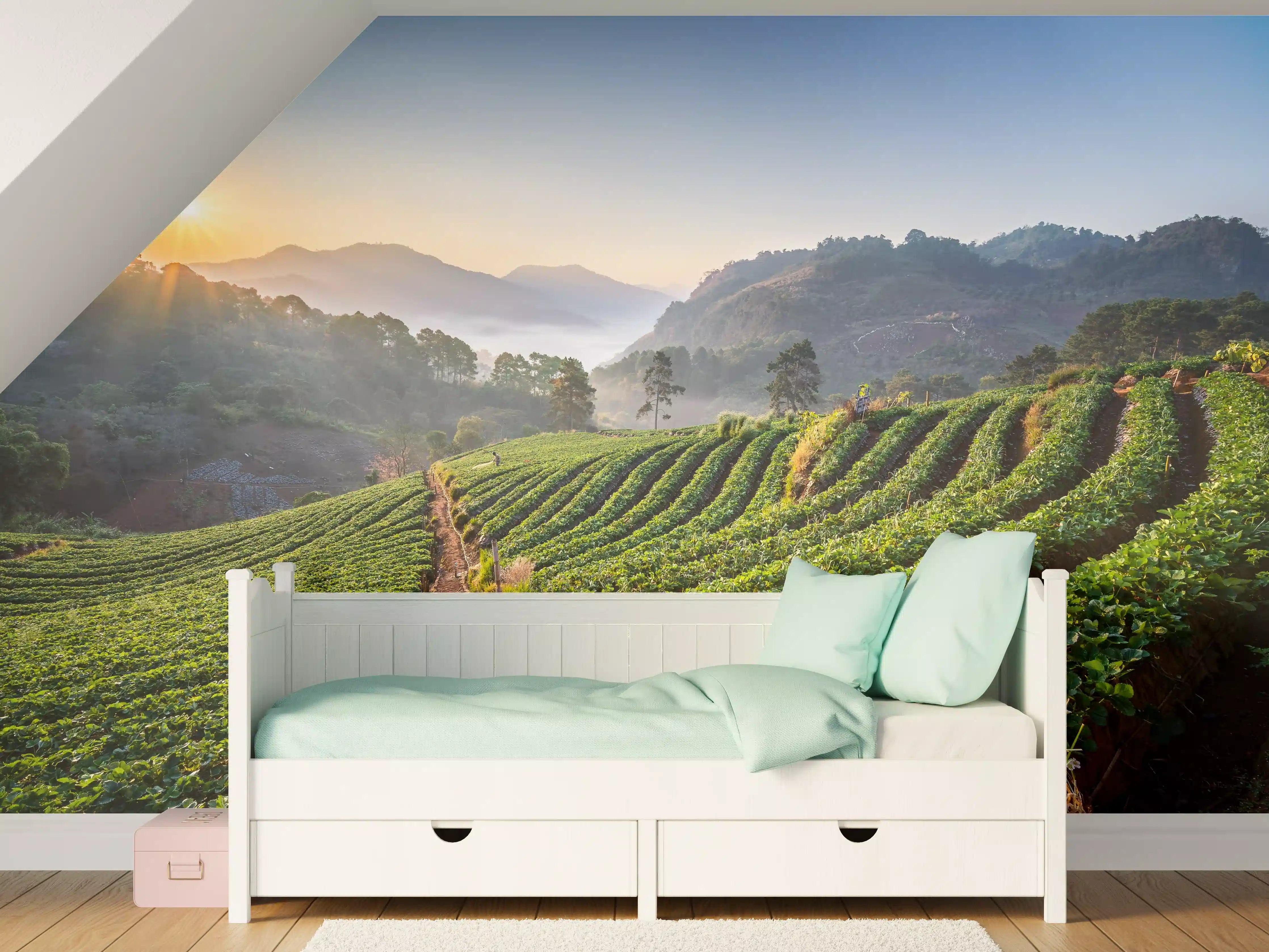 Kinderzimmer Wandgestaltung - Erdbeerfeld in Chiang Mai