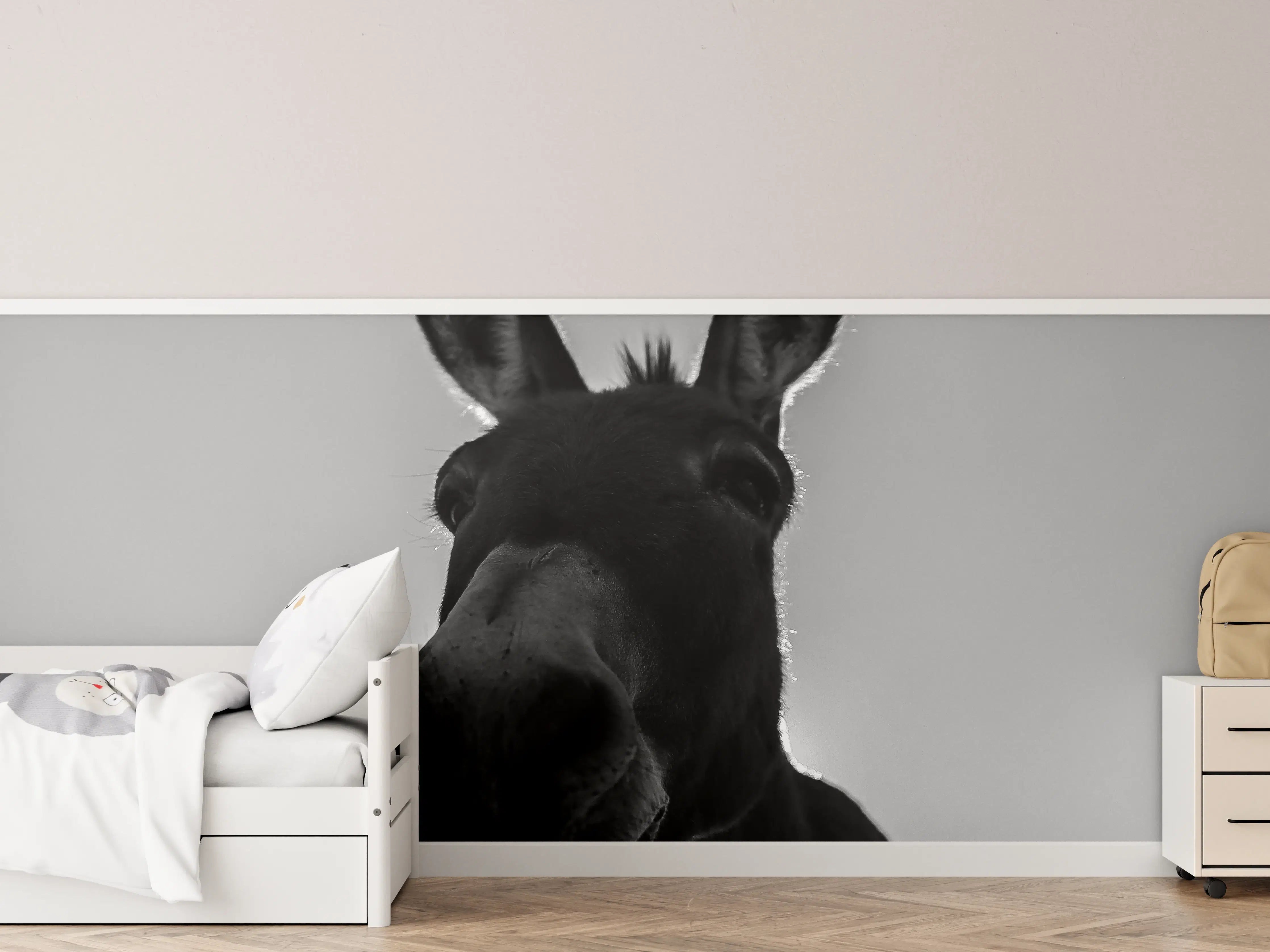 Kinderzimmer Wandgestaltung - Esel - schwarz-weiß