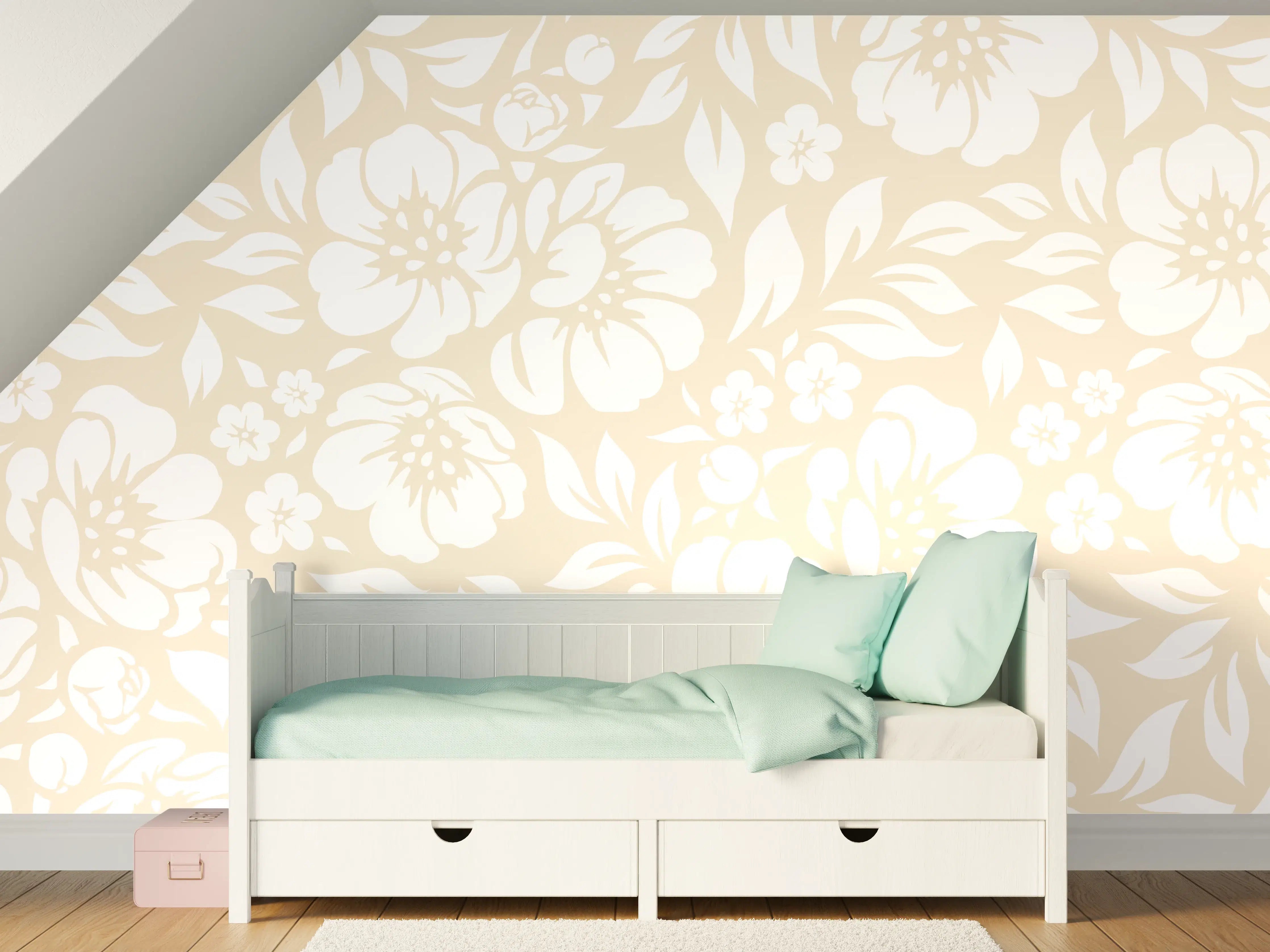 Kinderzimmer Wandgestaltung - Exklusive Weiß-Grau-Marmortextur mit feinen Graunuancen