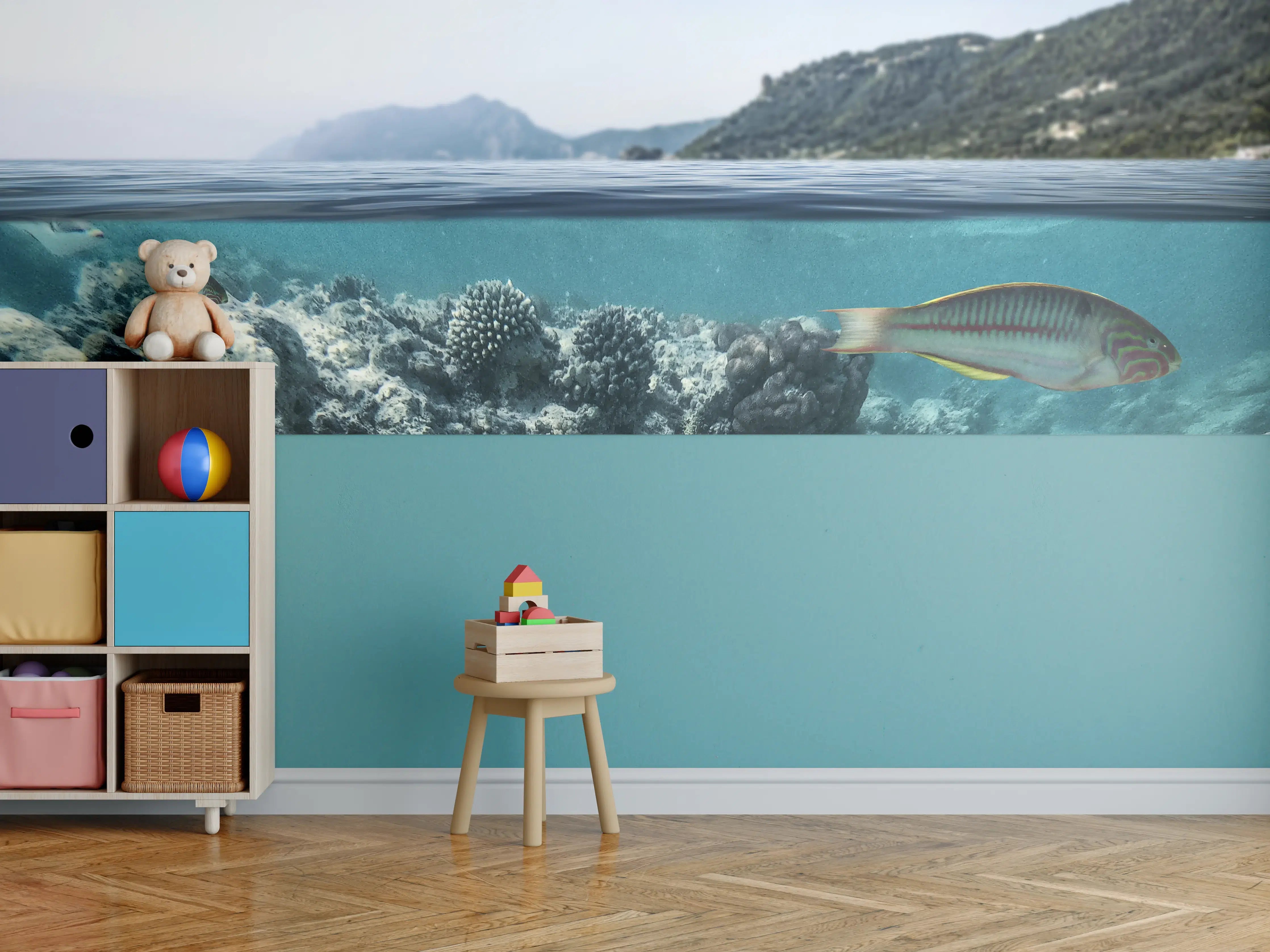 Kinderzimmer Wandgestaltung - Exotische Fische im Korallenriff