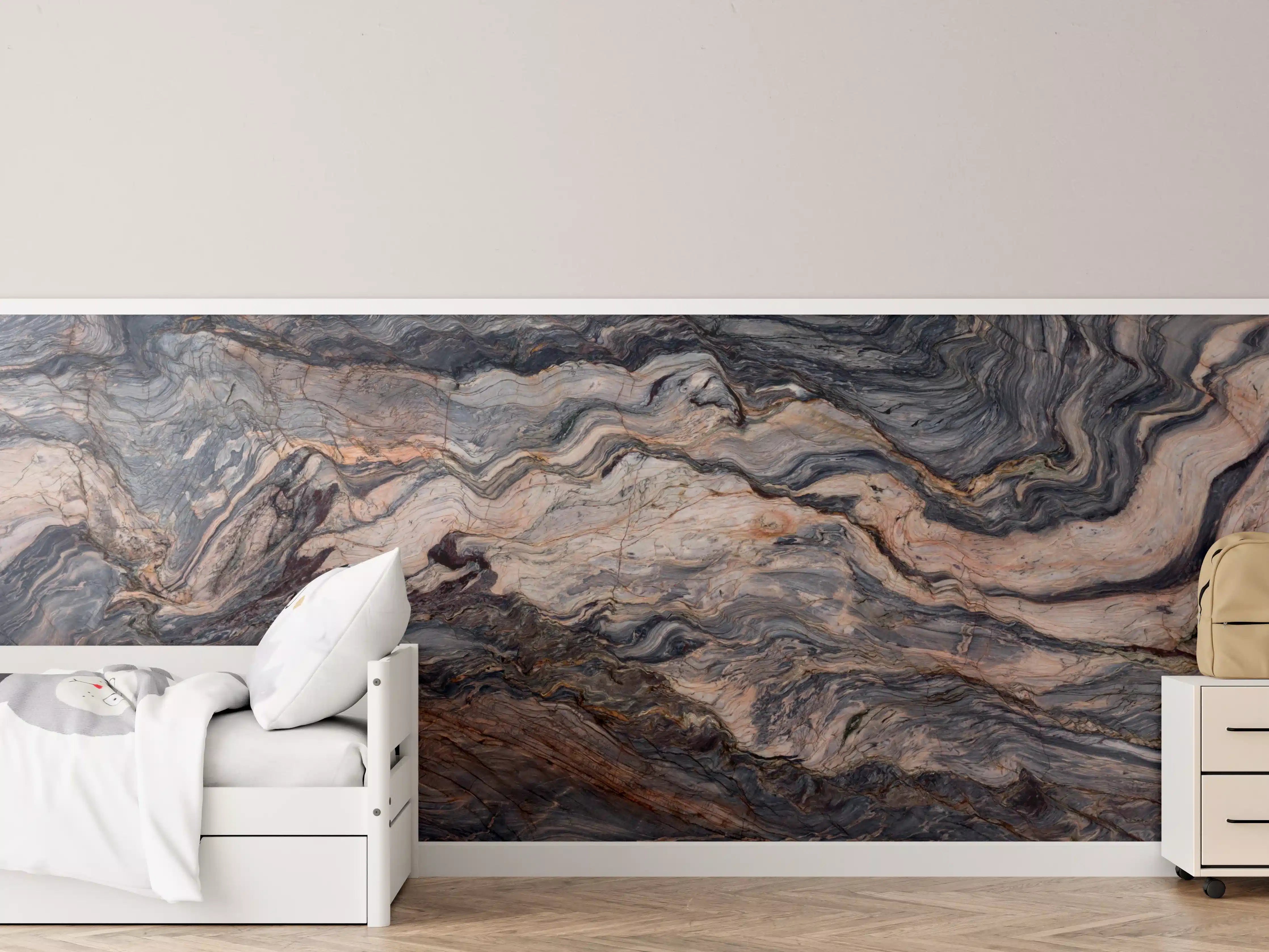 Kinderzimmer Wandgestaltung - Exotische Marmorstruktur in Erdtönen