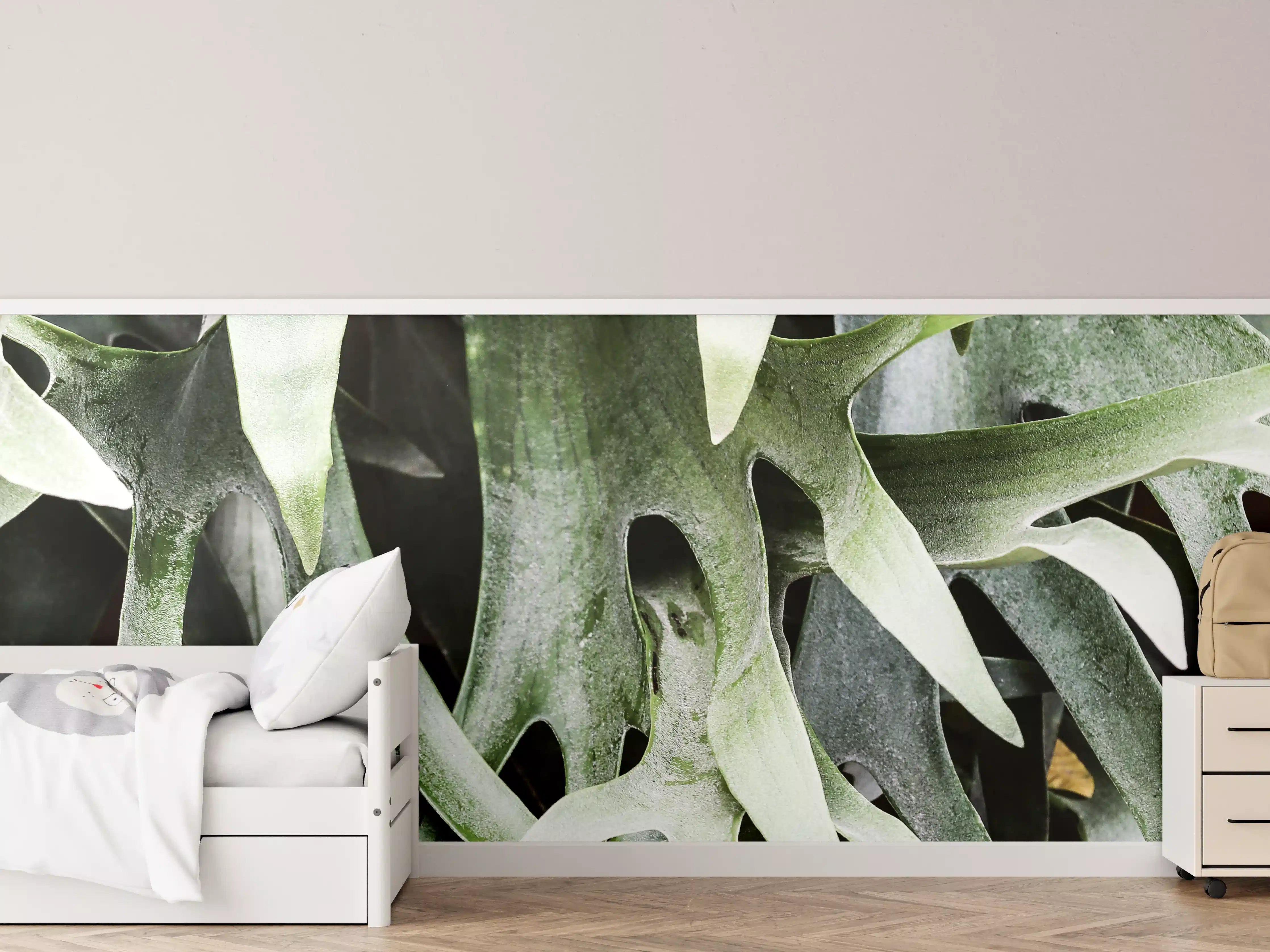 Kinderzimmer Wandgestaltung - Exotisches Staghorn Farnblatt