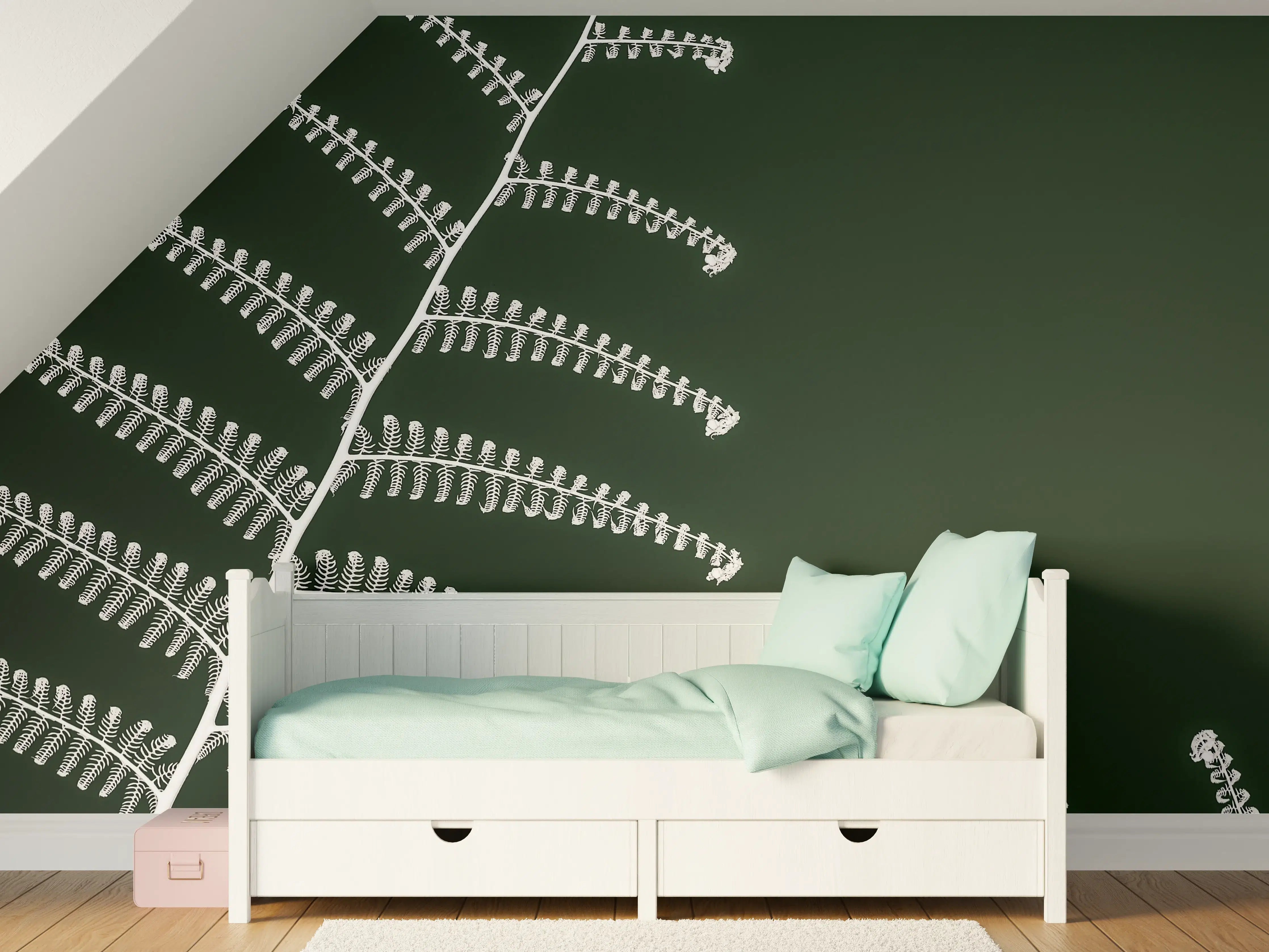 Kinderzimmer Wandgestaltung - Exotisches Wald-Farn-Motiv
