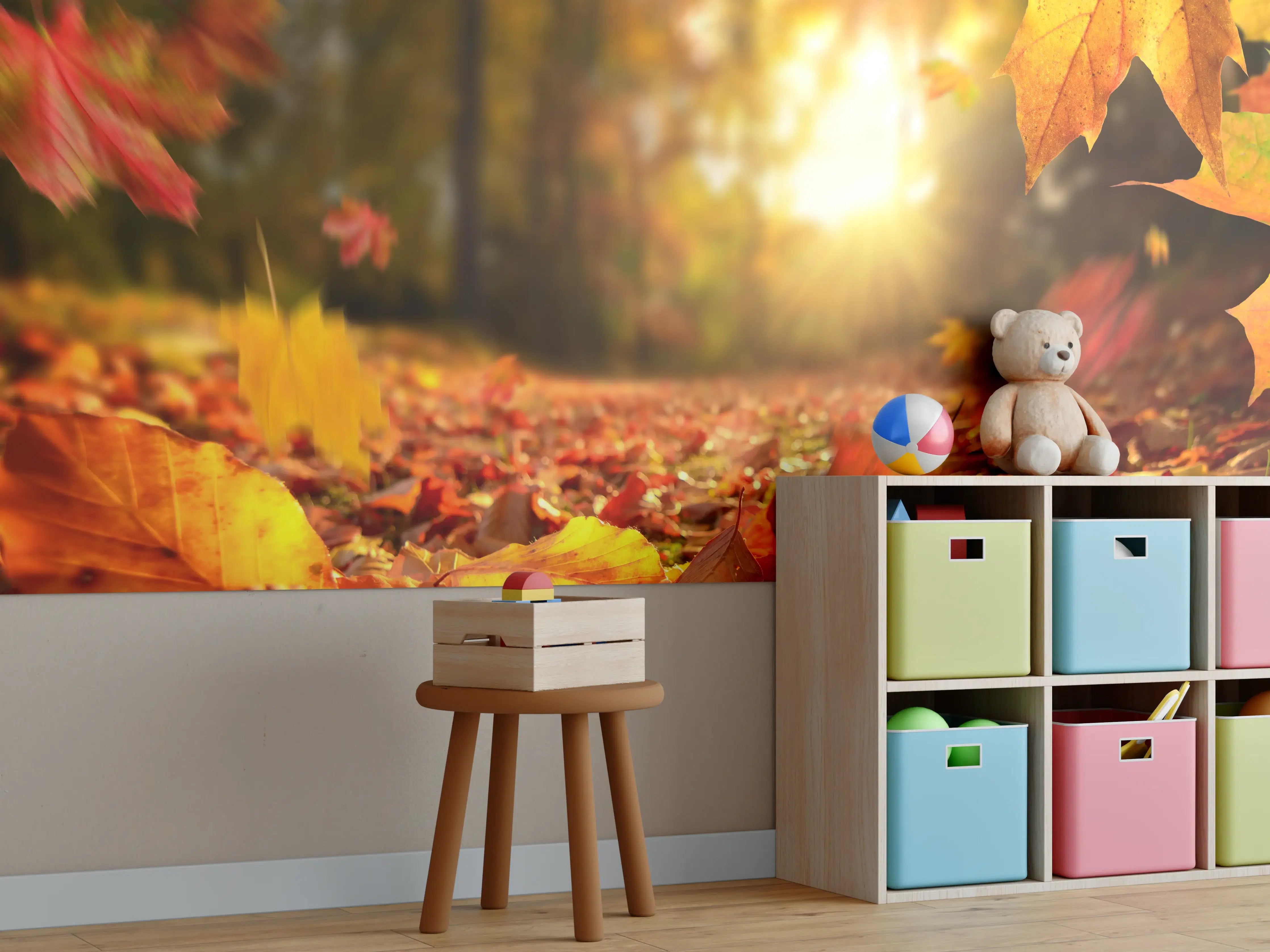 Kinderzimmer Wandgestaltung - Fallende Blätter im Herbst