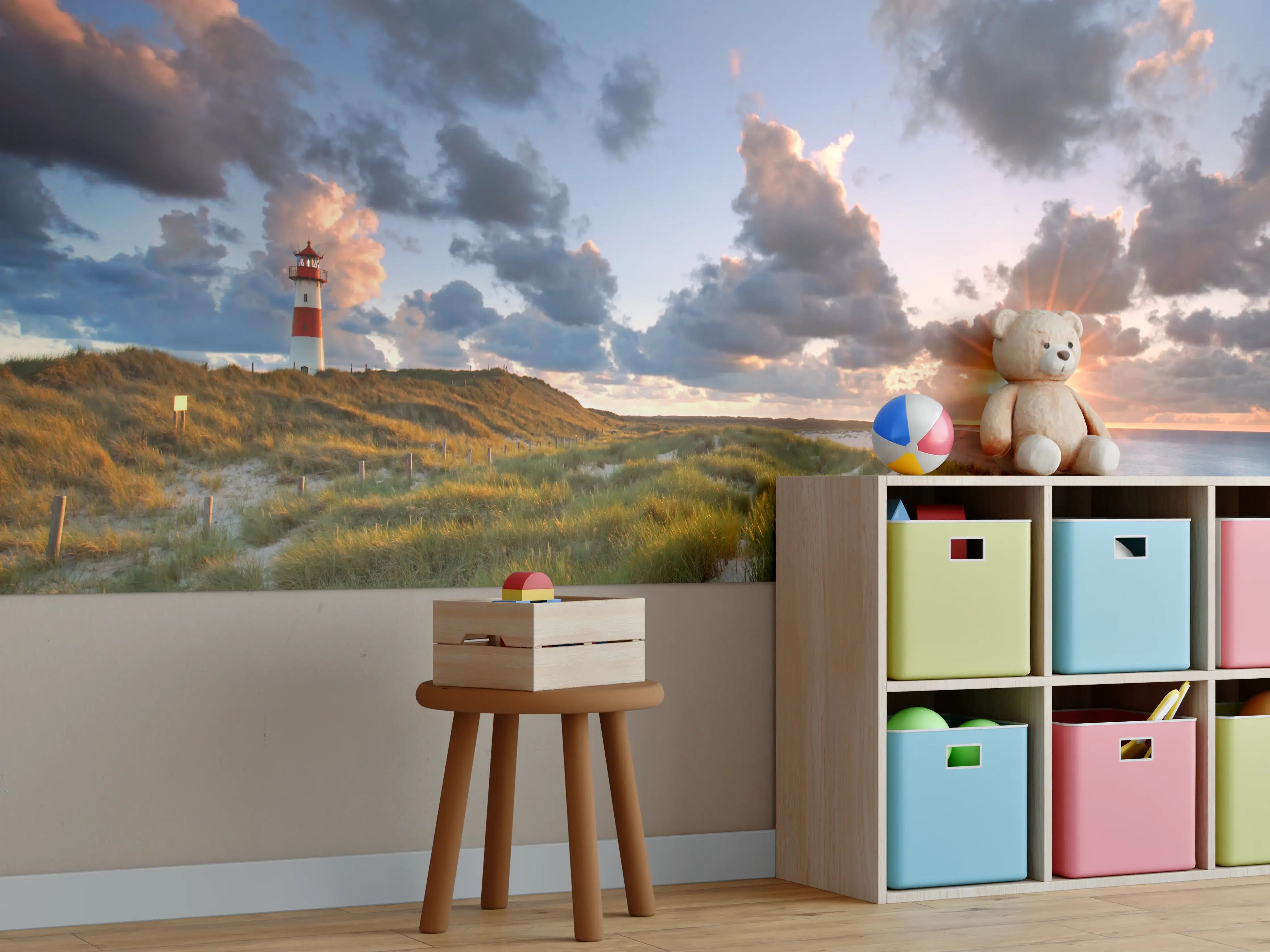 Kinderzimmer Wandgestaltung - Familienküche mit Holztisch