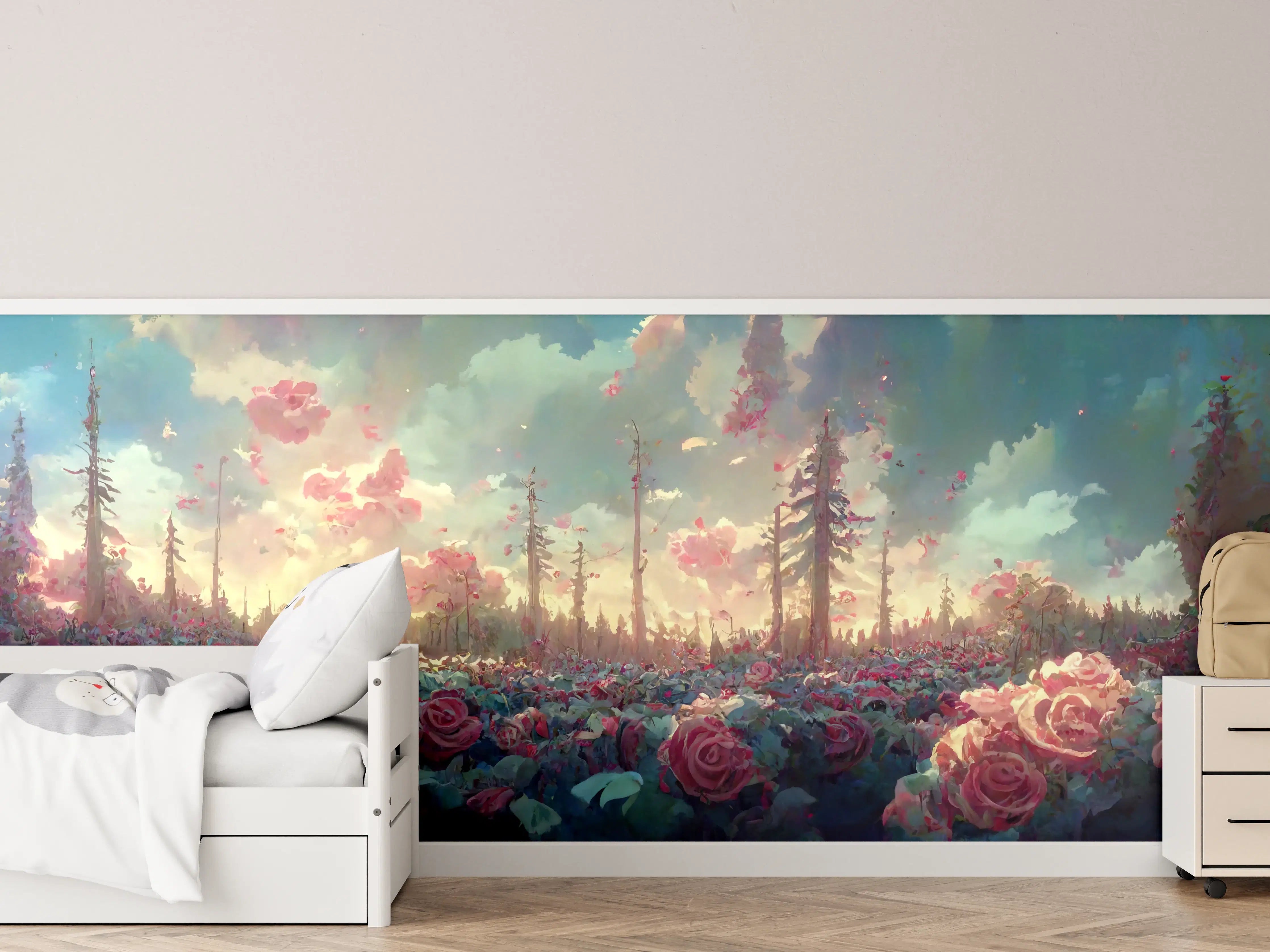 Kinderzimmer Wandgestaltung - Fantastische Dämmerungsrosenwelt