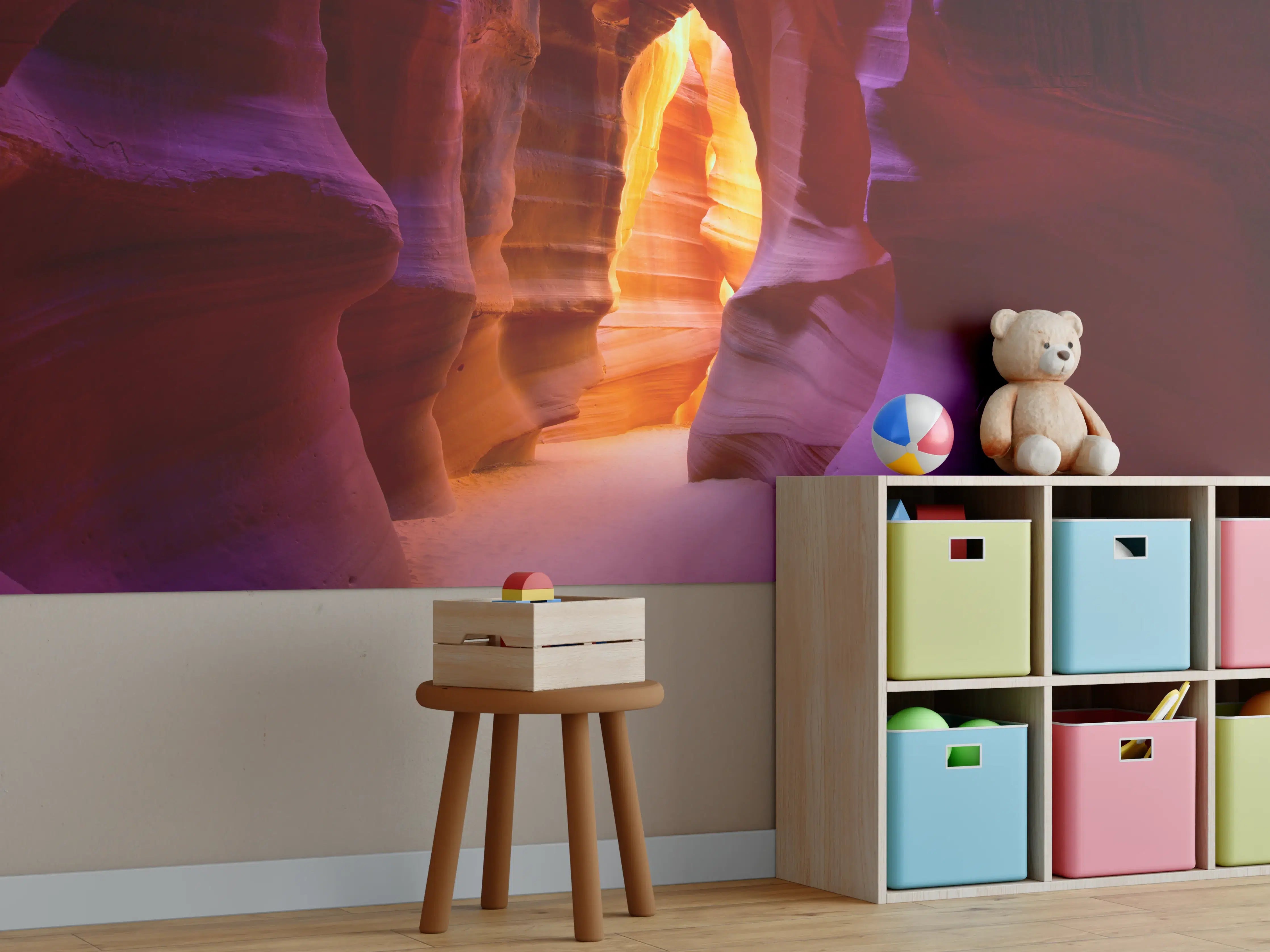 Kinderzimmer Wandgestaltung - Farbenfrohe Canyon-Ansicht mit warmen Tönen