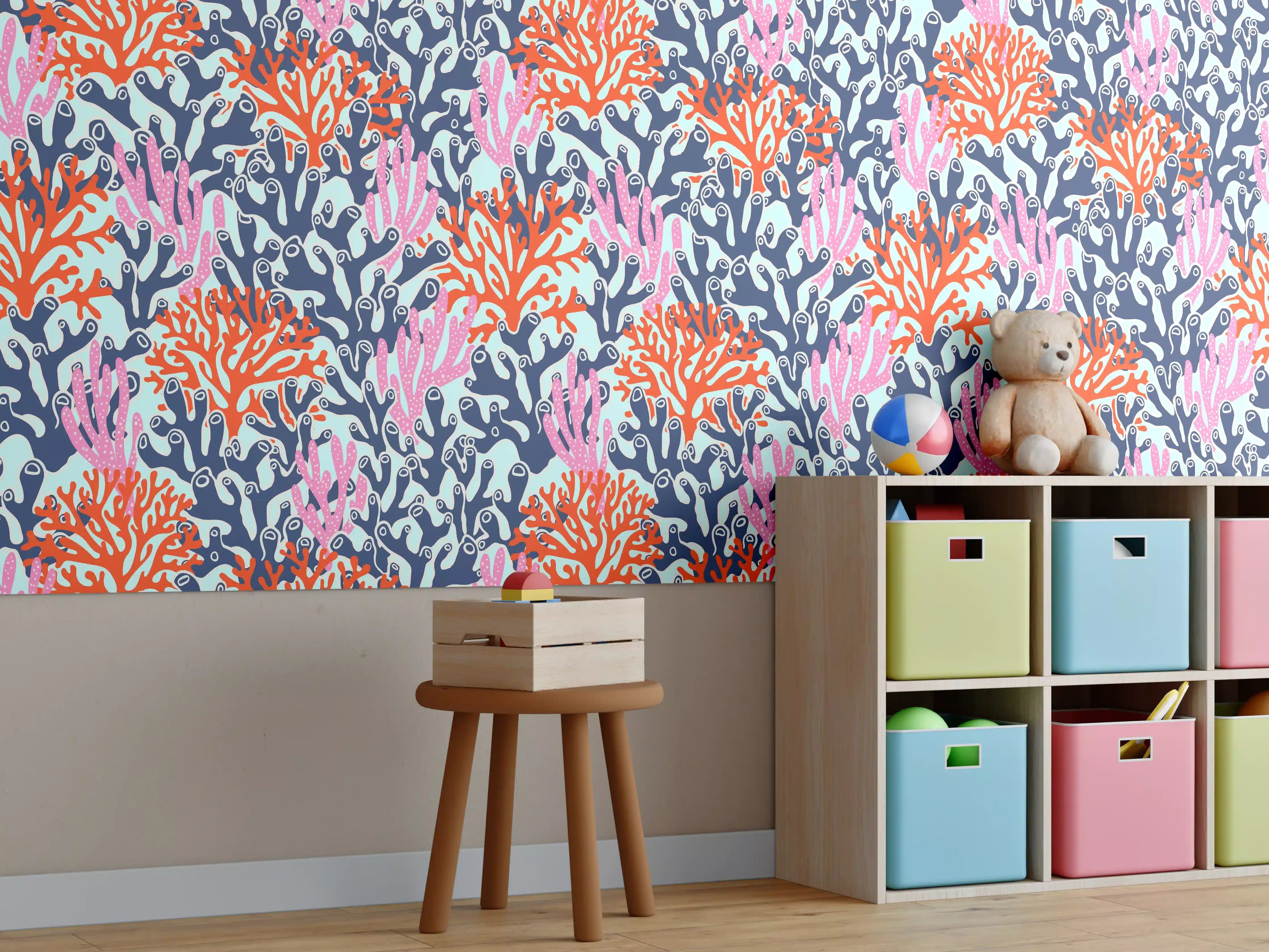 Kinderzimmer Wandgestaltung - Farbenfrohe Korallenriff-Details