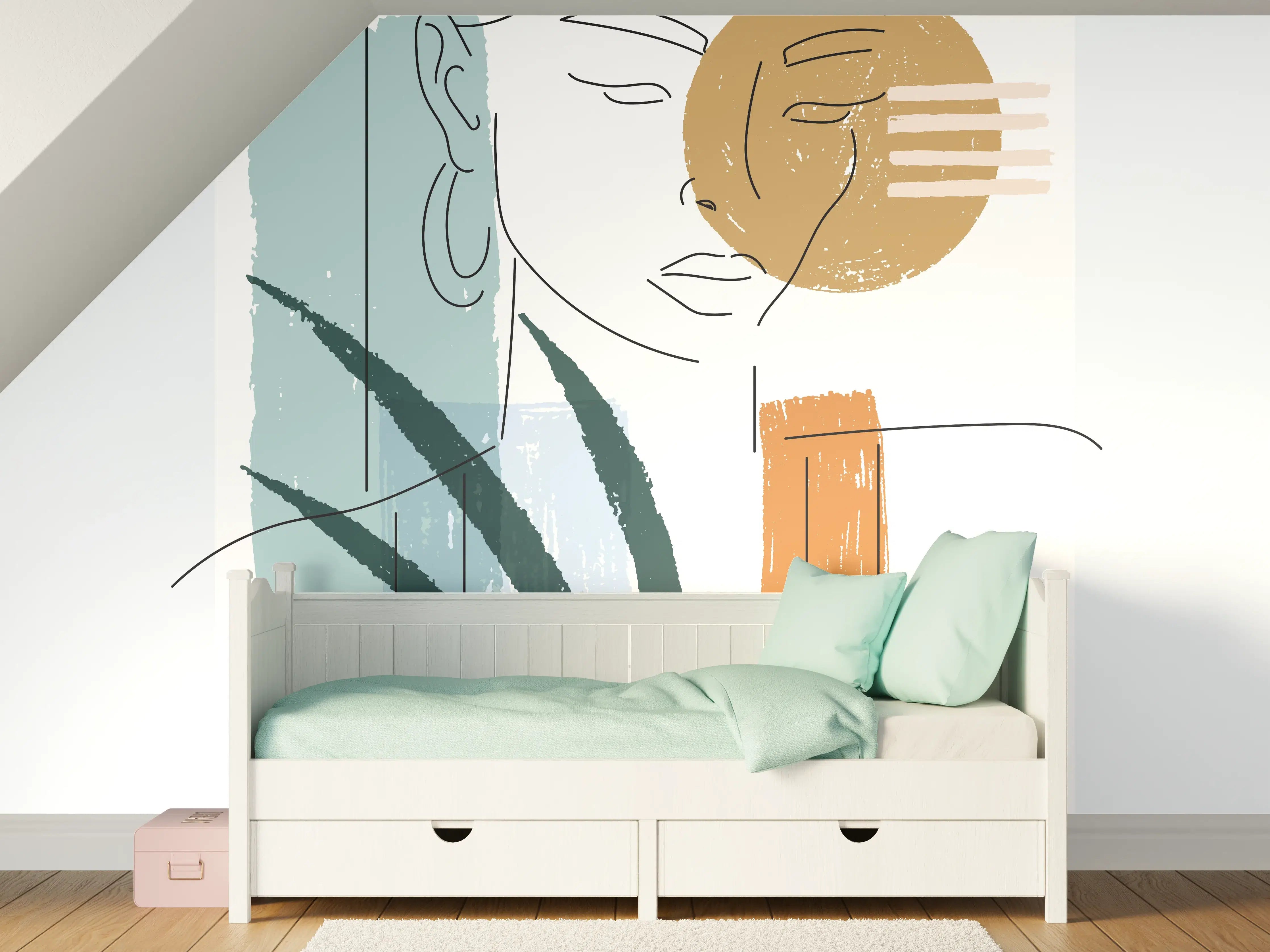 Kinderzimmer Wandgestaltung - Farbenfrohe Linienkunst Figur
