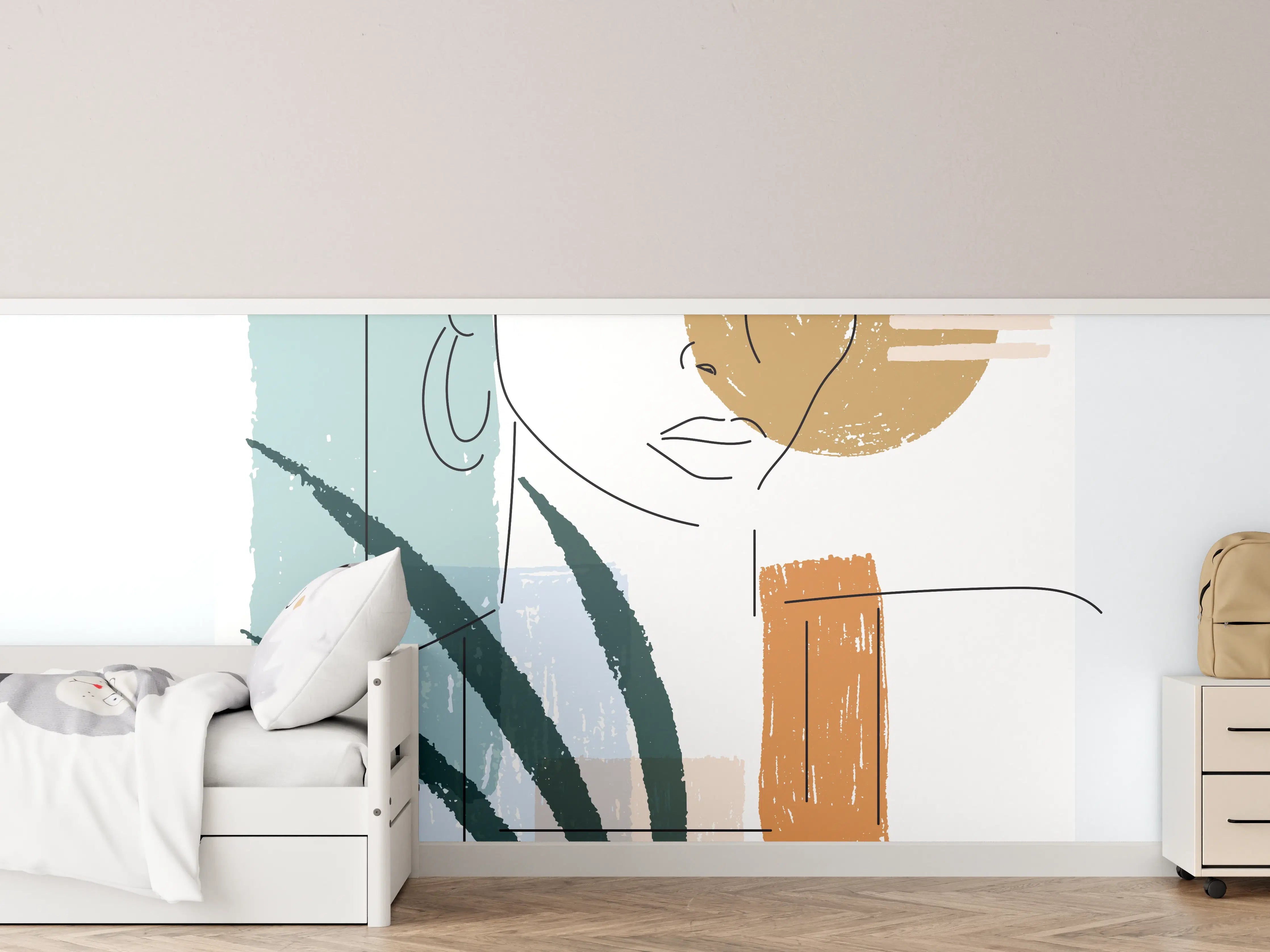 Kinderzimmer Wandgestaltung - Farbenfrohe Linienkunst Figur
