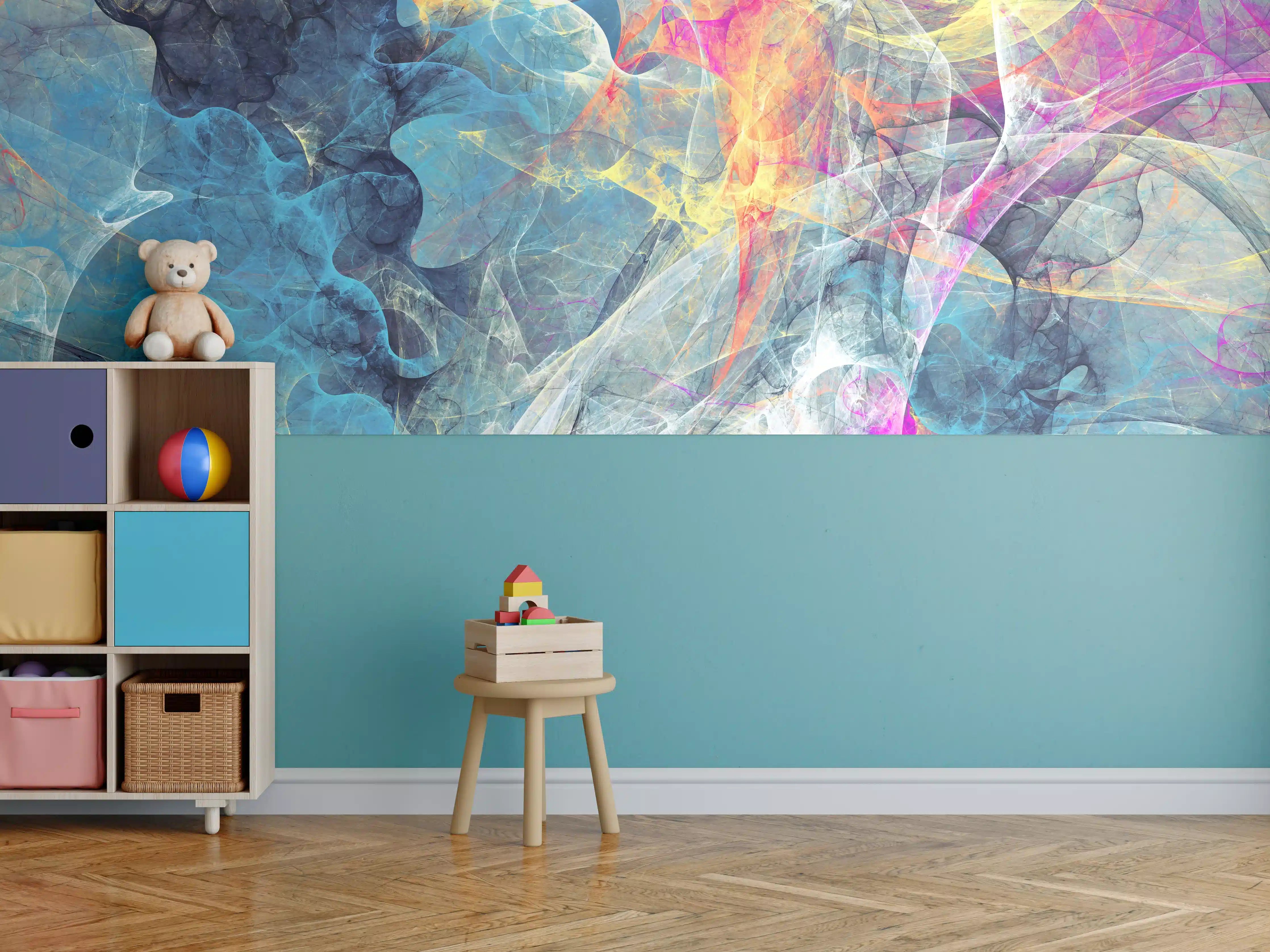 Kinderzimmer Wandgestaltung - Farbenfrohe abstrakte Kunst“,