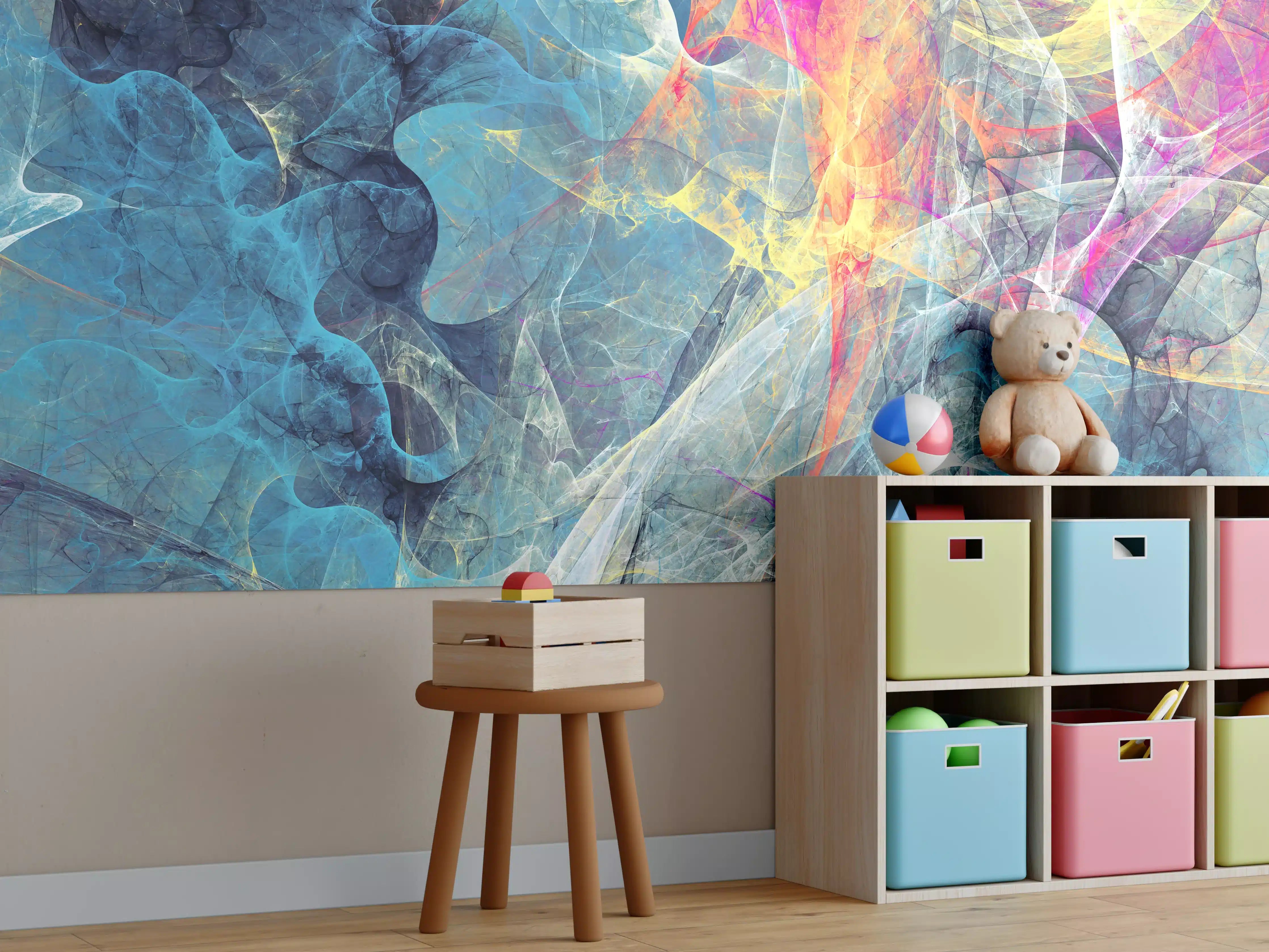 Kinderzimmer Wandgestaltung - Farbenfrohe abstrakte Kunst“,