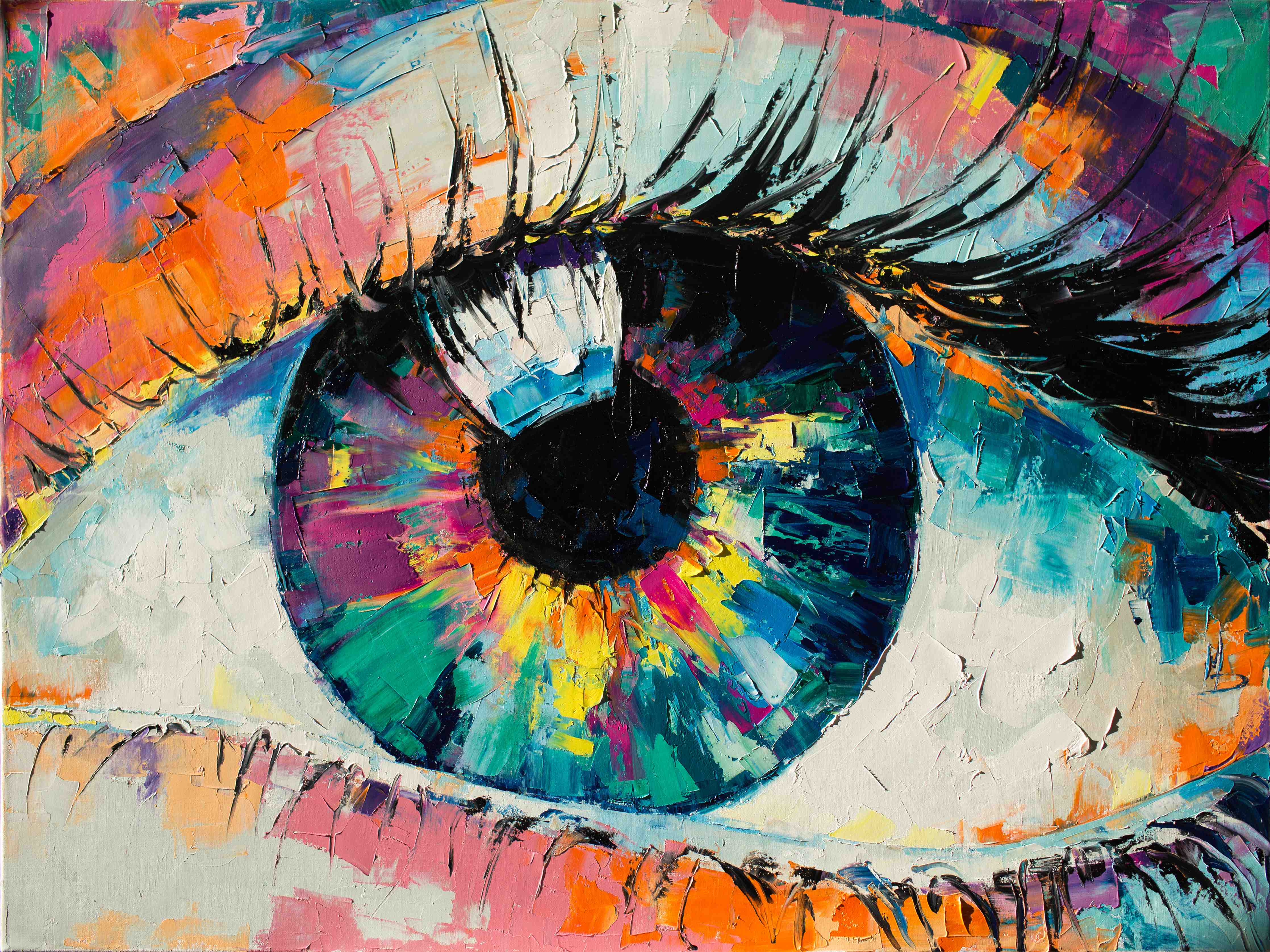 Kinderzimmer Wandgestaltung-Farbenfrohes Auge im Expressionismus-Stil