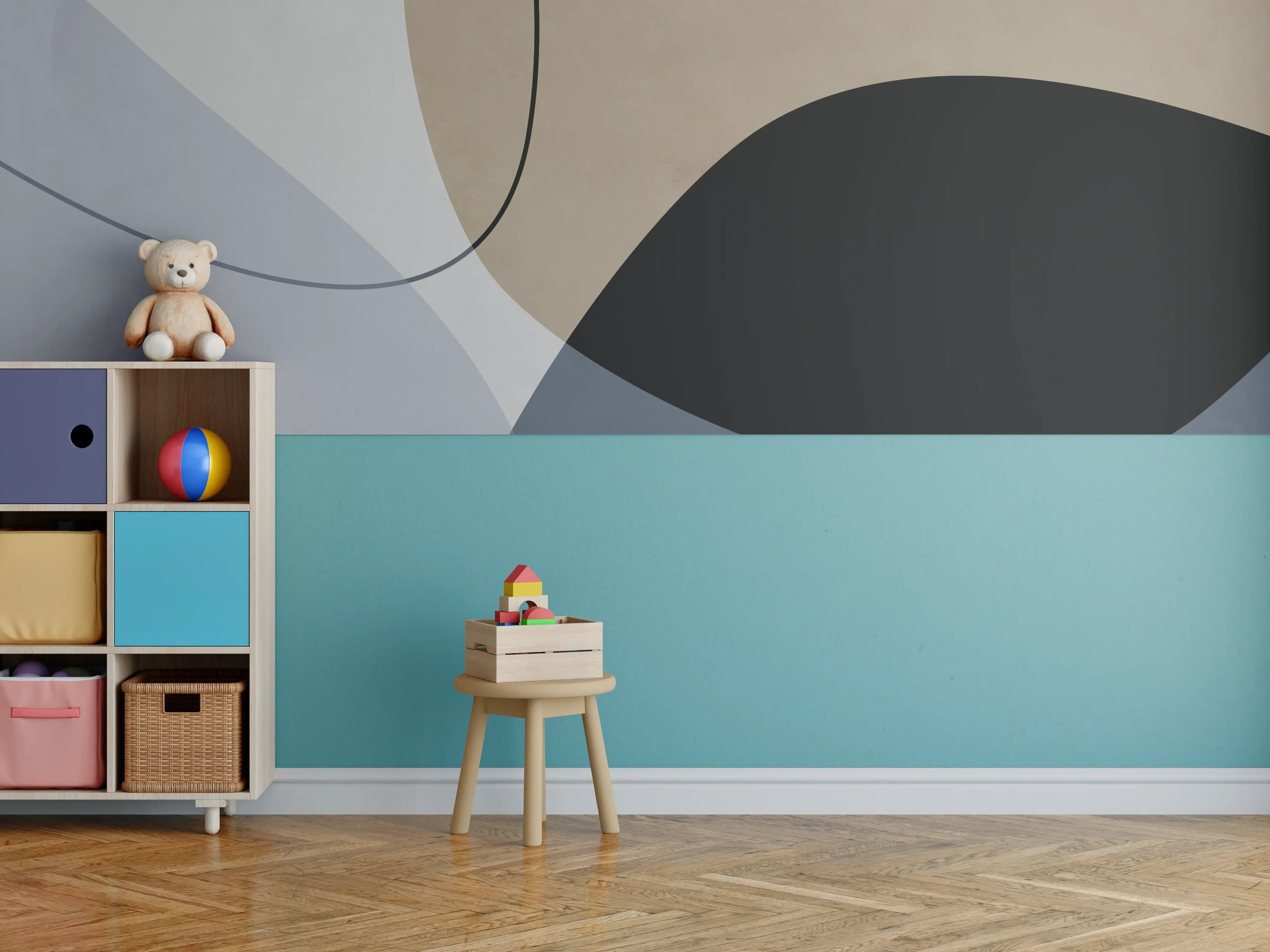 Kinderzimmer Wandgestaltung - Farbenpracht Dorfidylle
