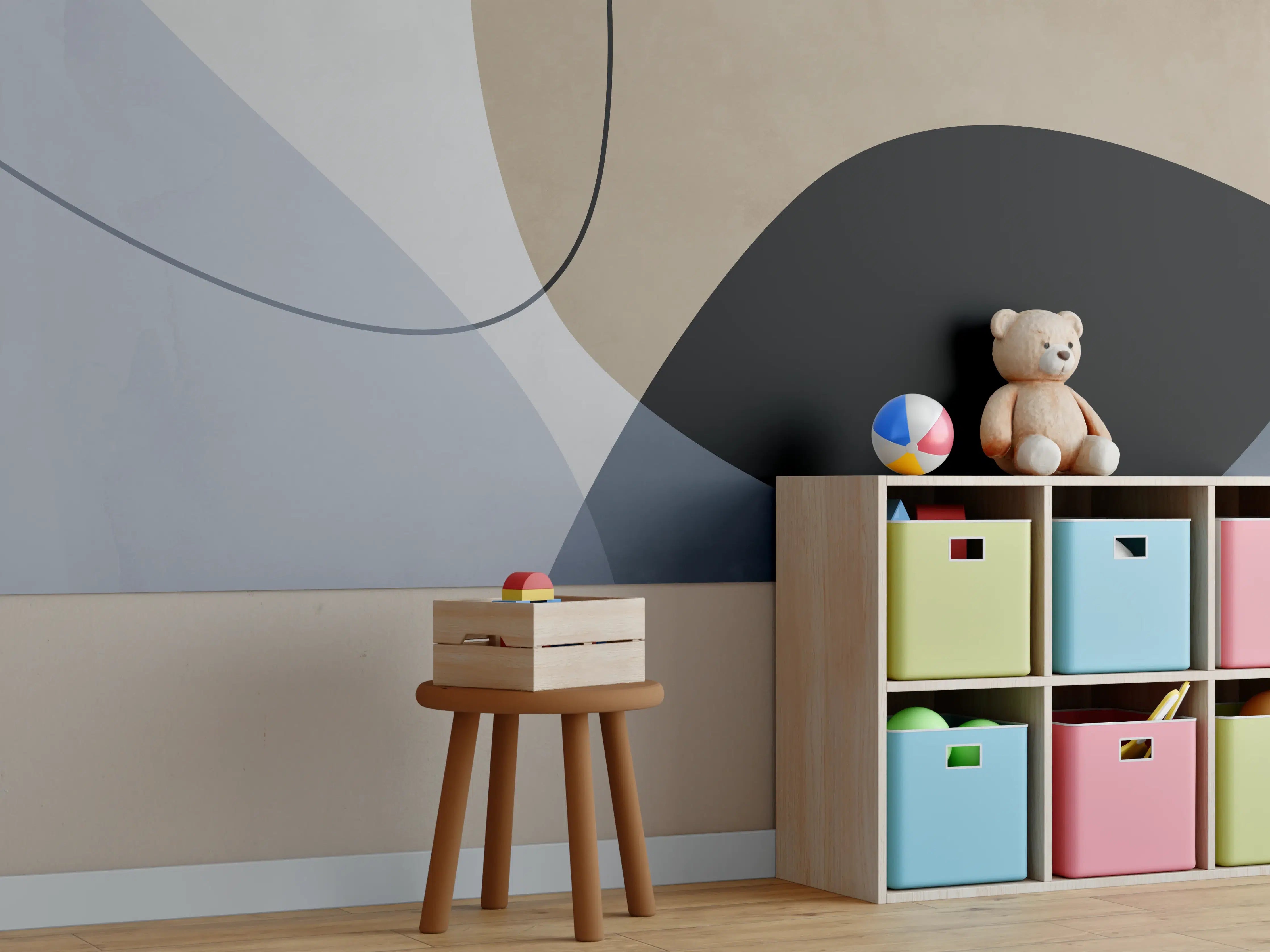 Kinderzimmer Wandgestaltung - Farbenpracht Dorfidylle