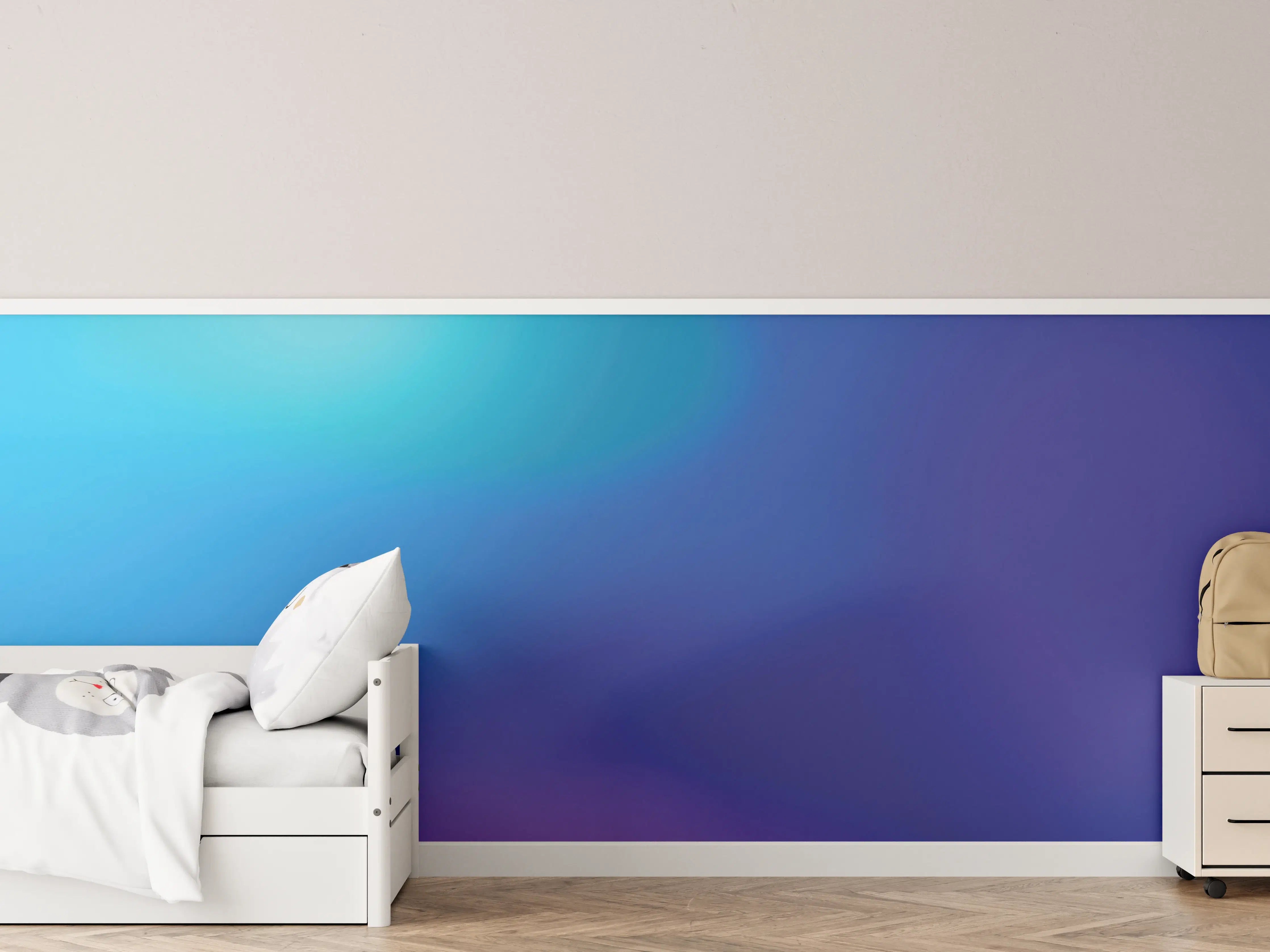 Kinderzimmer Wandgestaltung - Farbverlauf in Blau-Lila