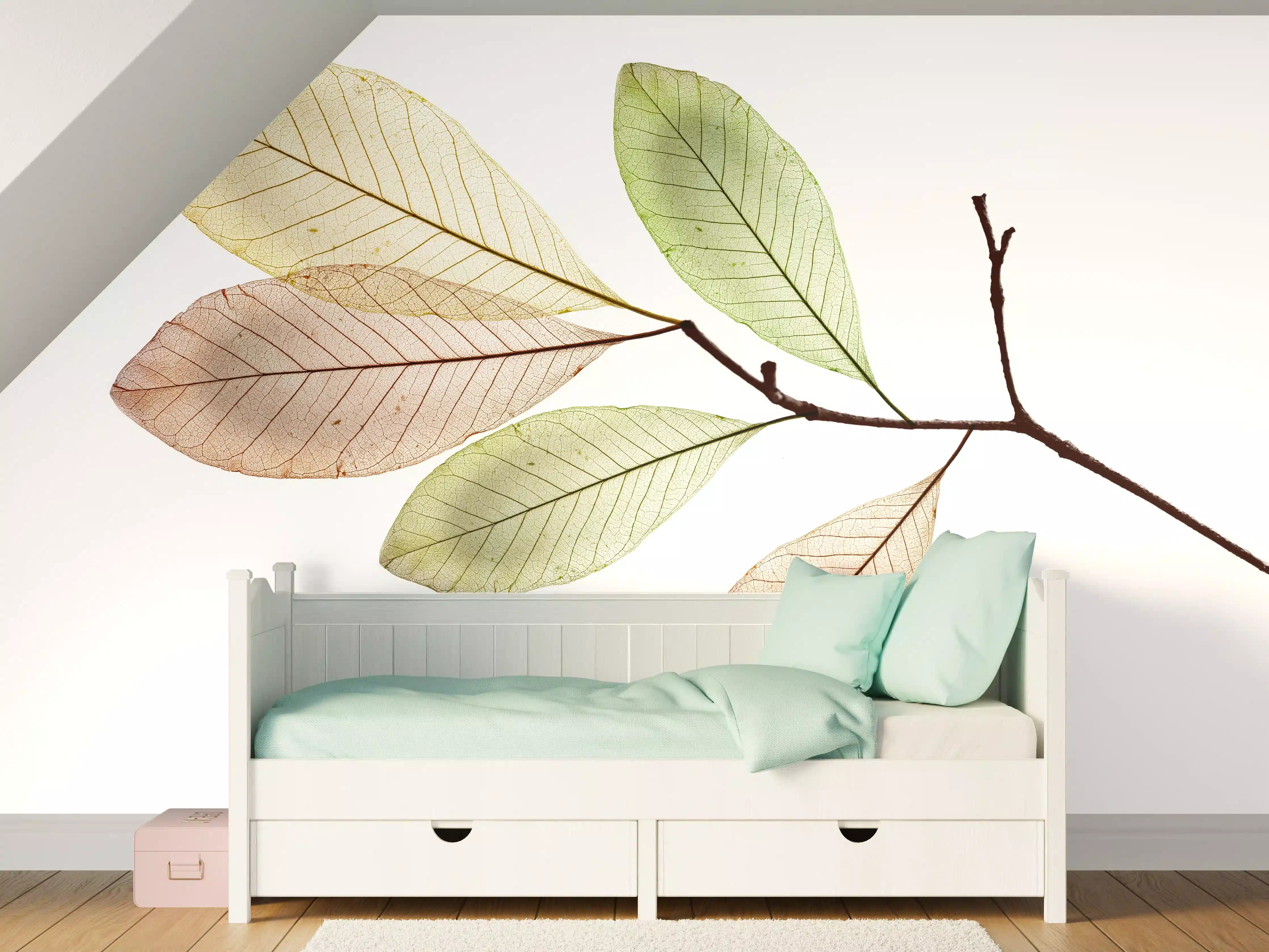 Kinderzimmer Wandgestaltung - Fein-texturierte Blattadern Natur
