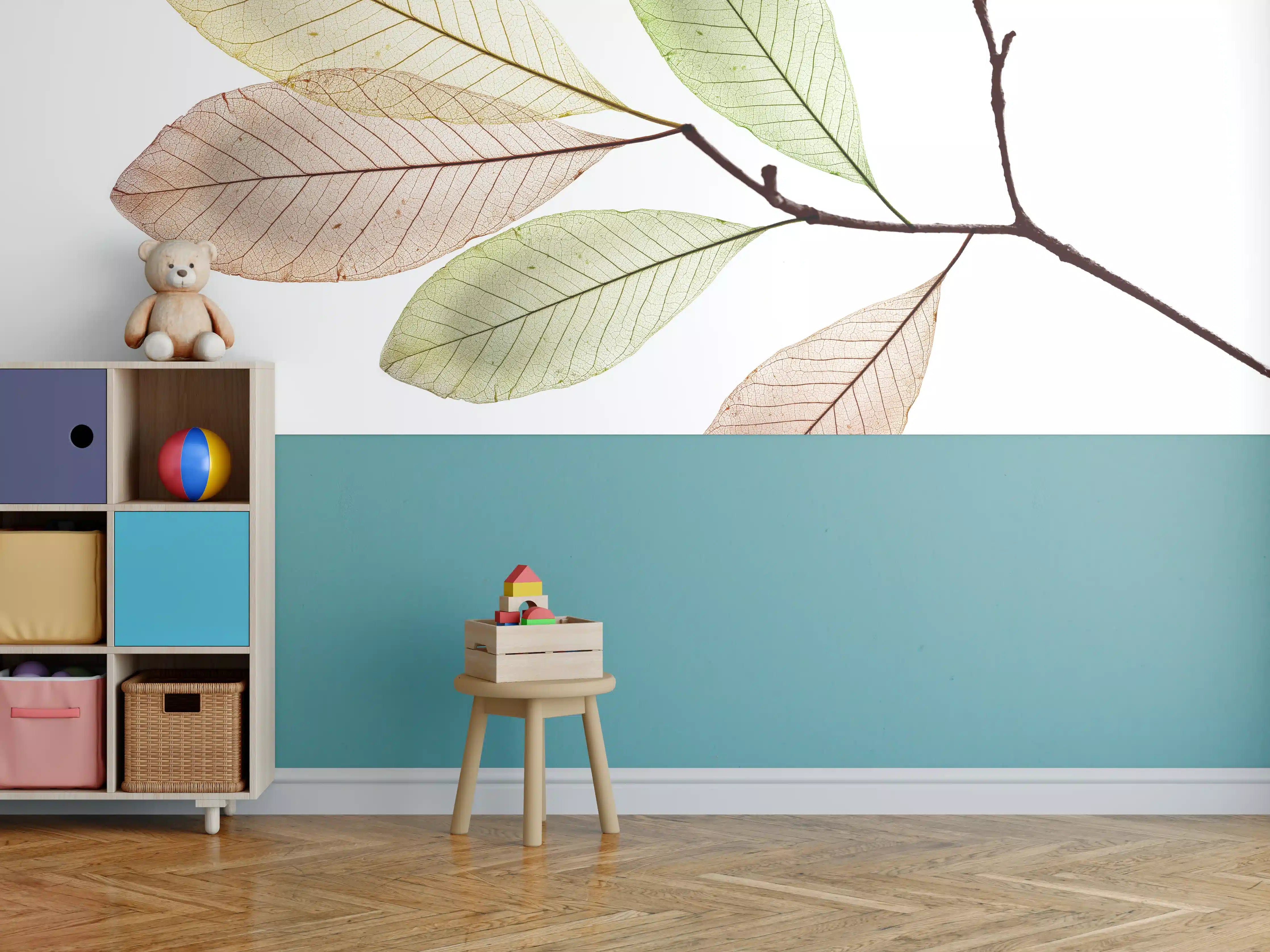 Kinderzimmer Wandgestaltung - Fein-texturierte Blattadern Natur