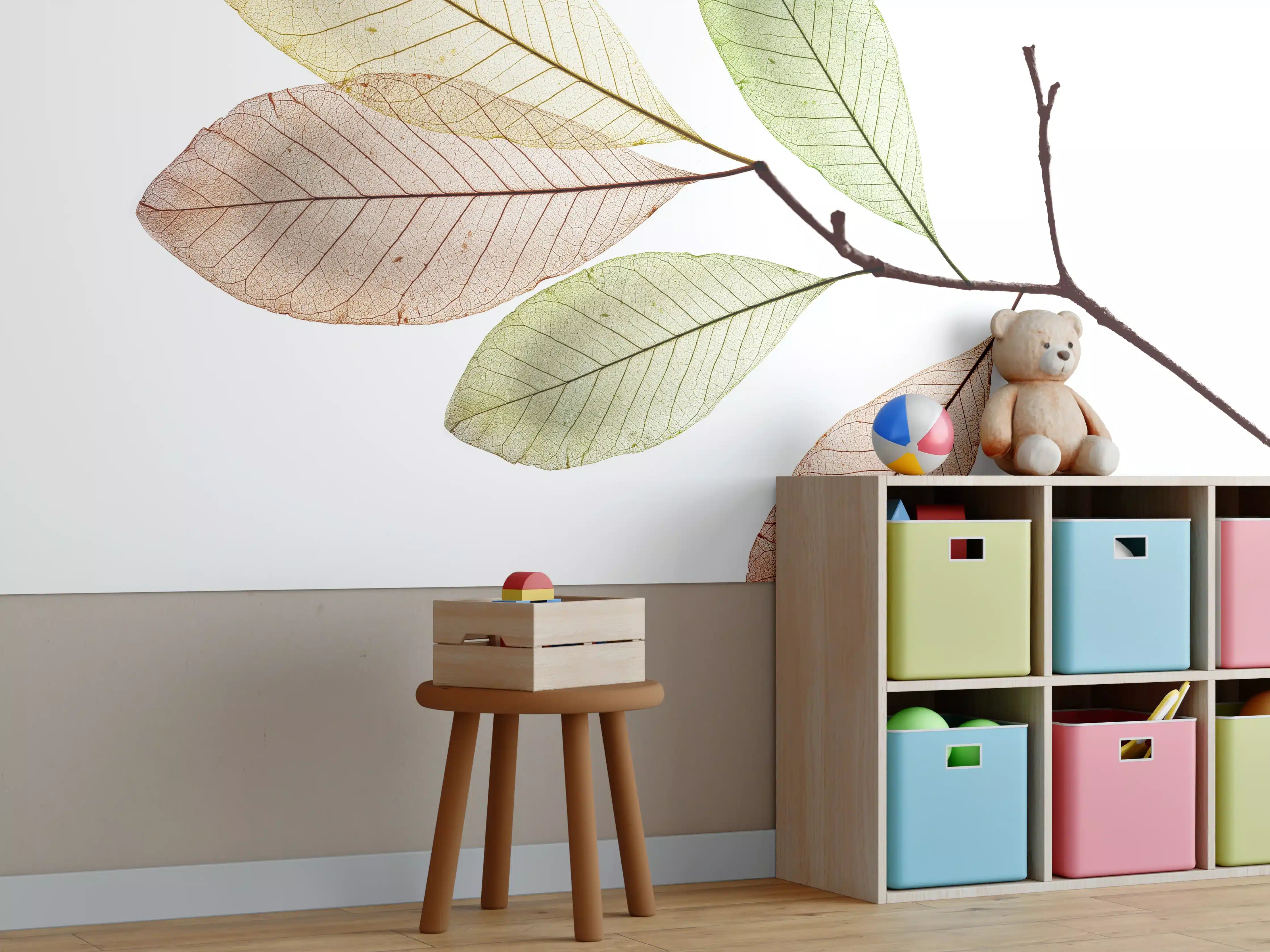 Kinderzimmer Wandgestaltung - Fein-texturierte Blattadern Natur