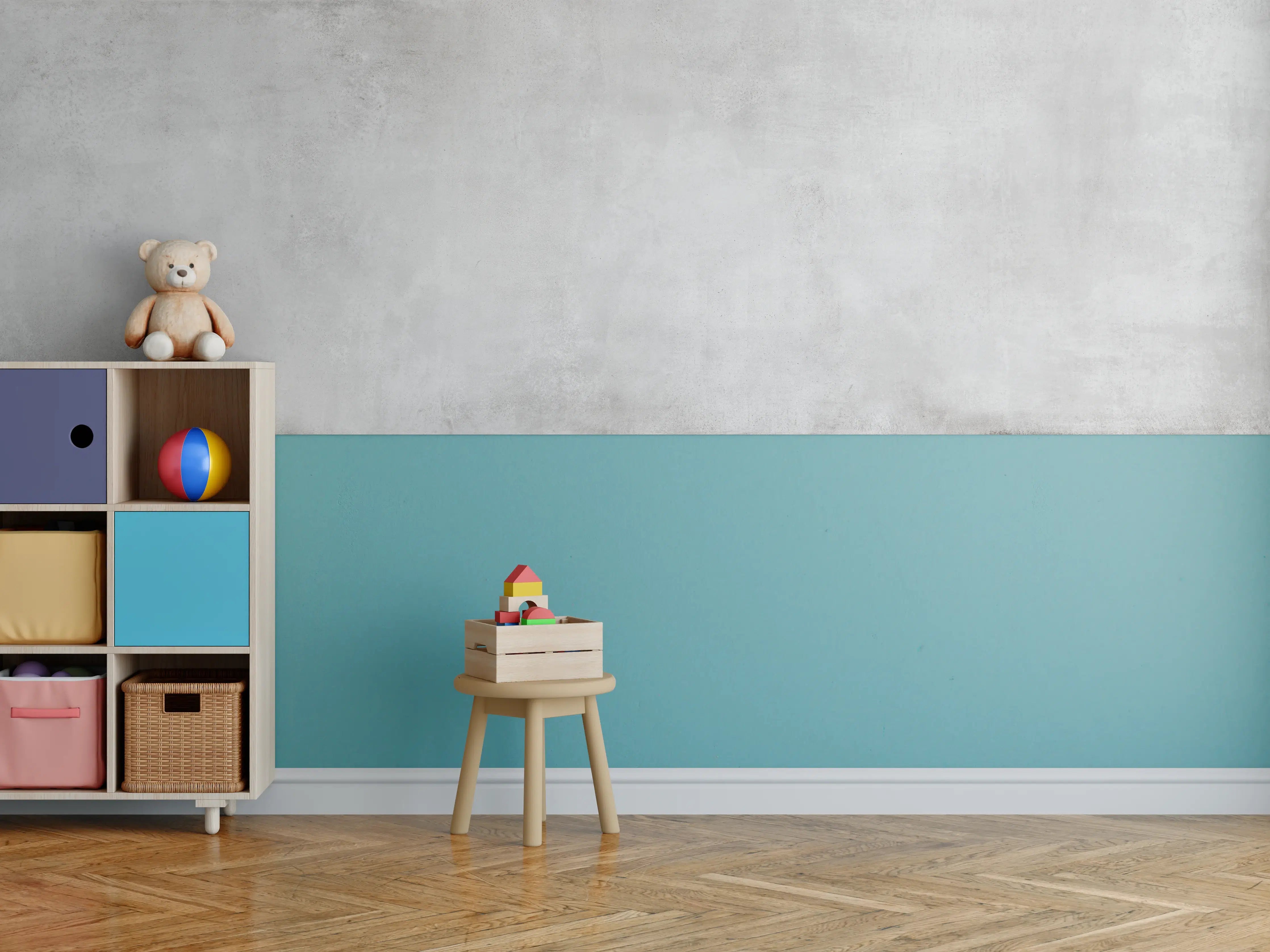 Kinderzimmer Wandgestaltung - Feine Zement- Struktur