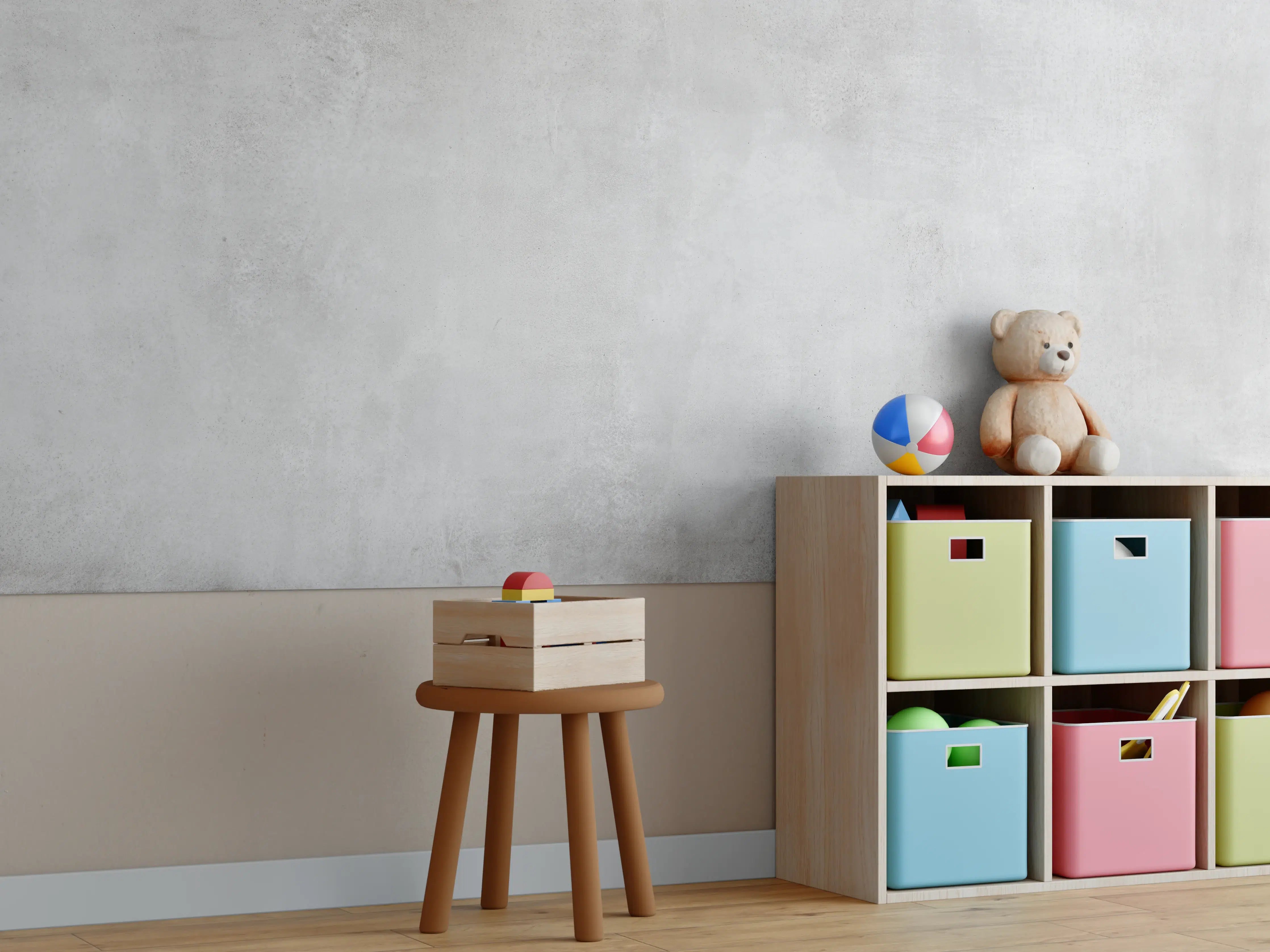 Kinderzimmer Wandgestaltung - Feine Zement- Struktur