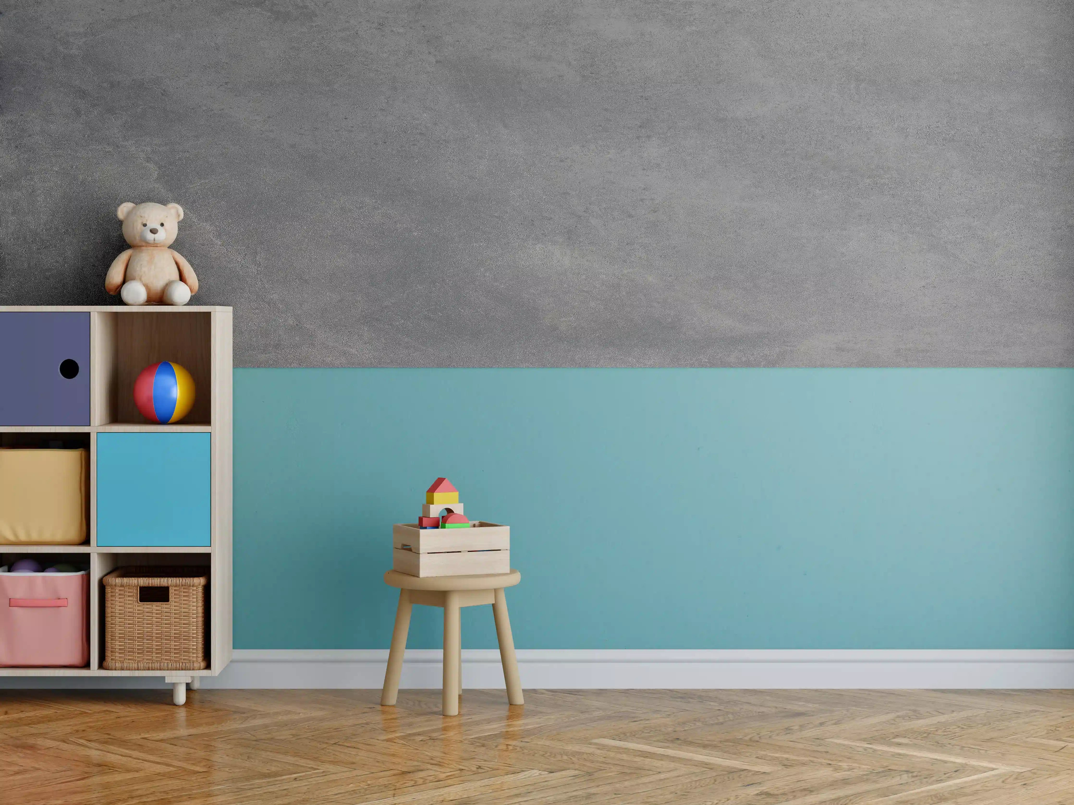 Kinderzimmer Wandgestaltung - Feine dunkle Betonwand