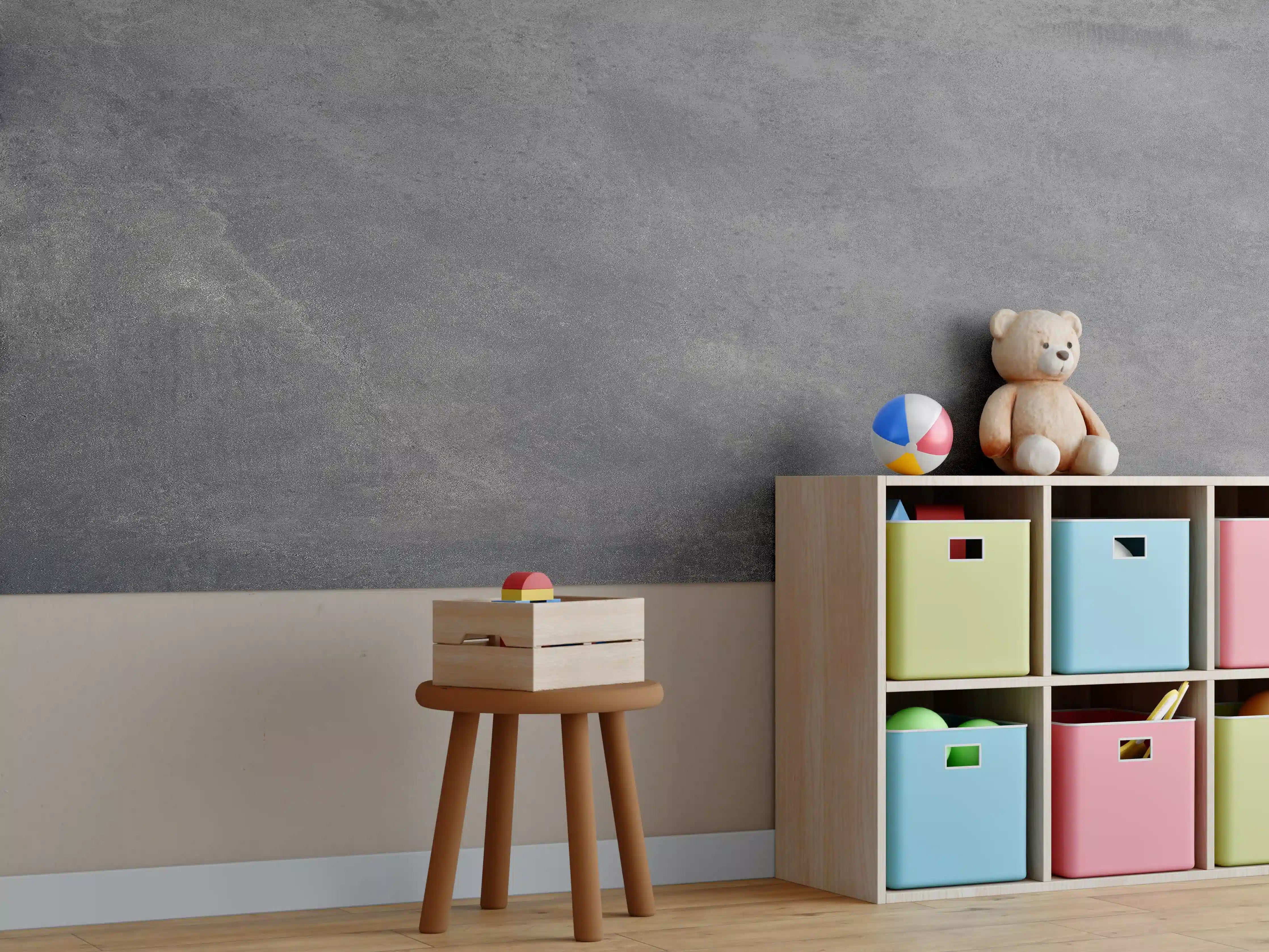 Kinderzimmer Wandgestaltung - Feine dunkle Betonwand