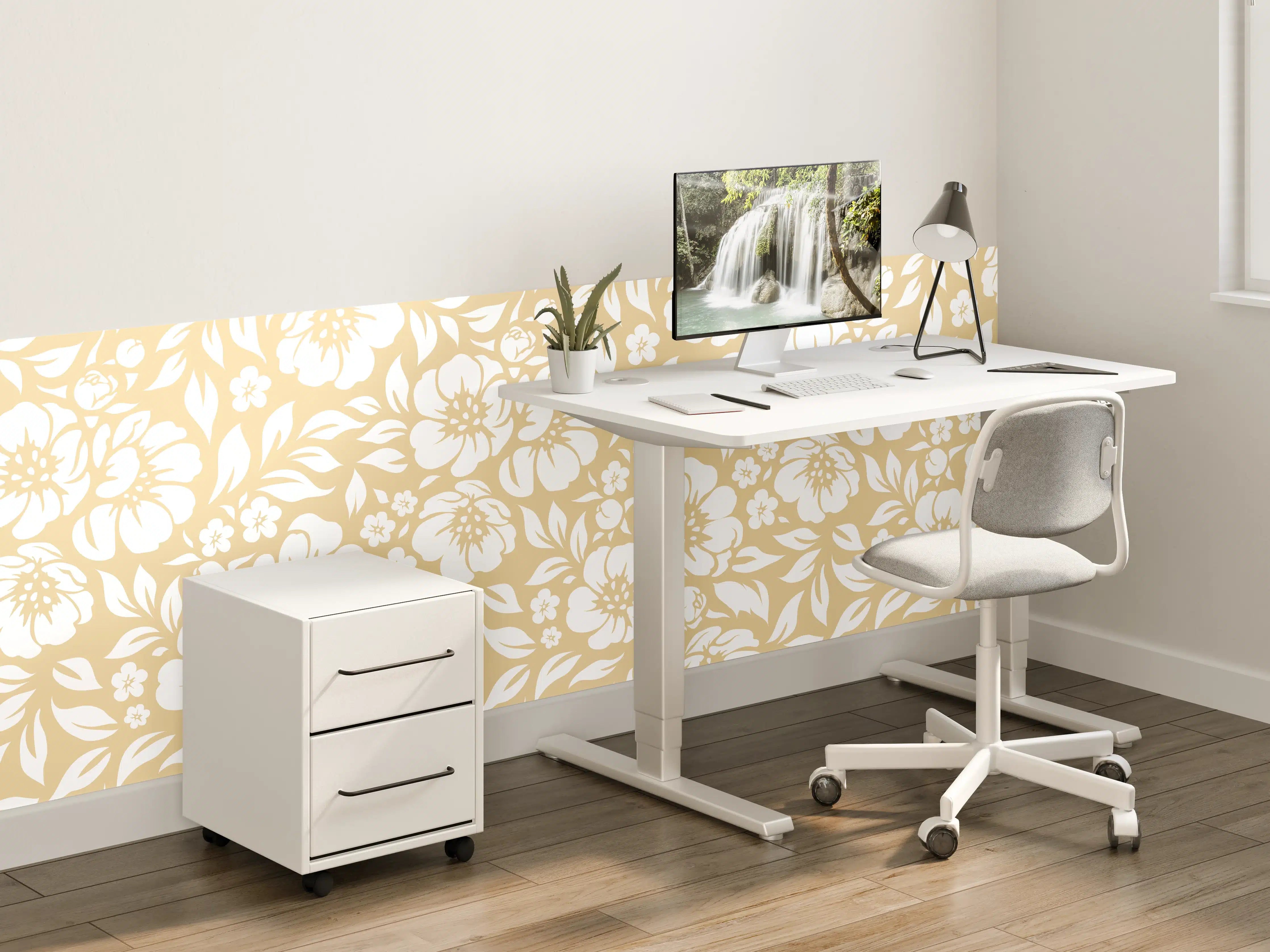 Kinderzimmer Wandgestaltung - Feine floral Muster in beige