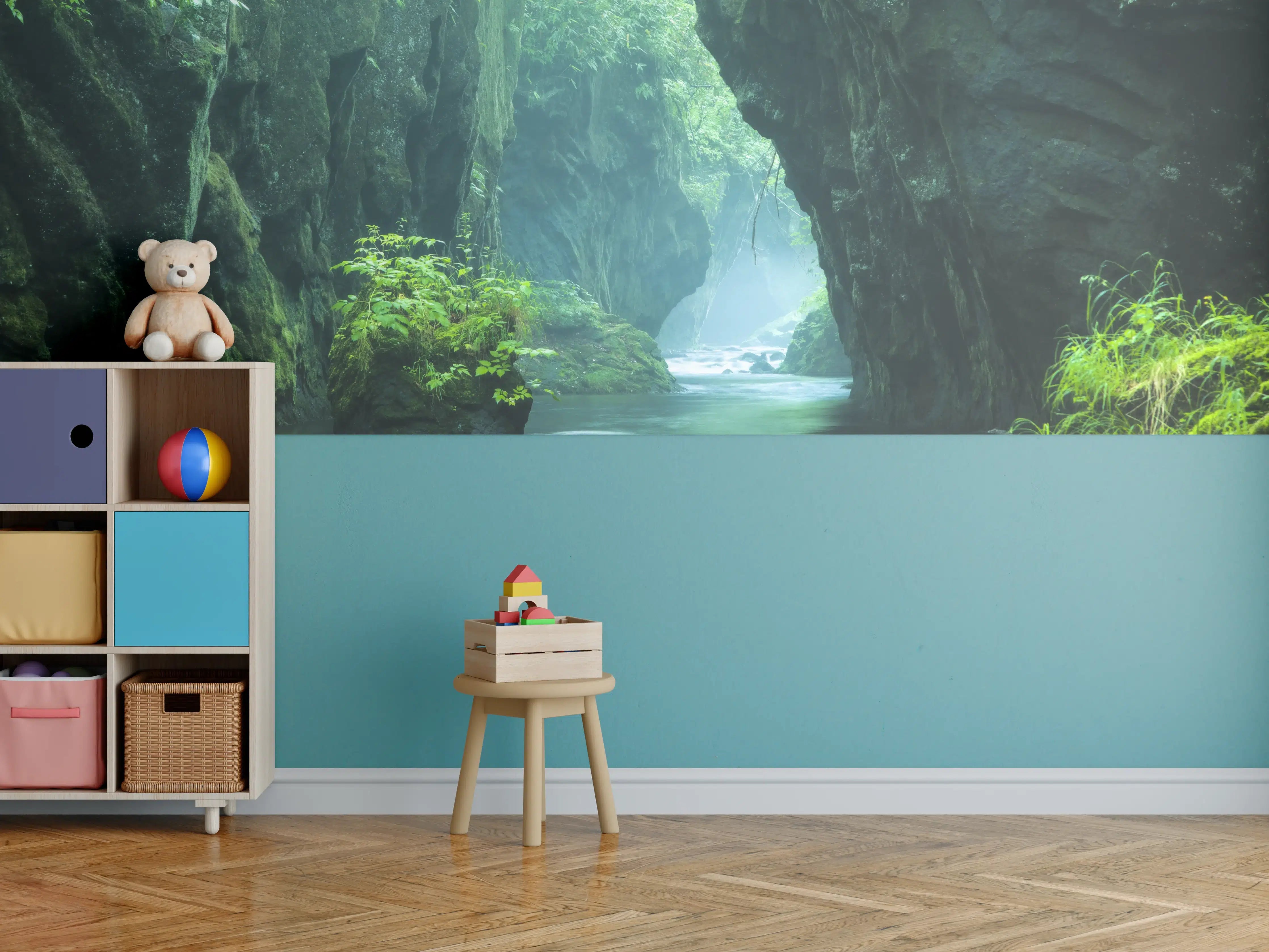 Kinderzimmer Wandgestaltung - Felsschlucht im Dschungel Hokkaidos