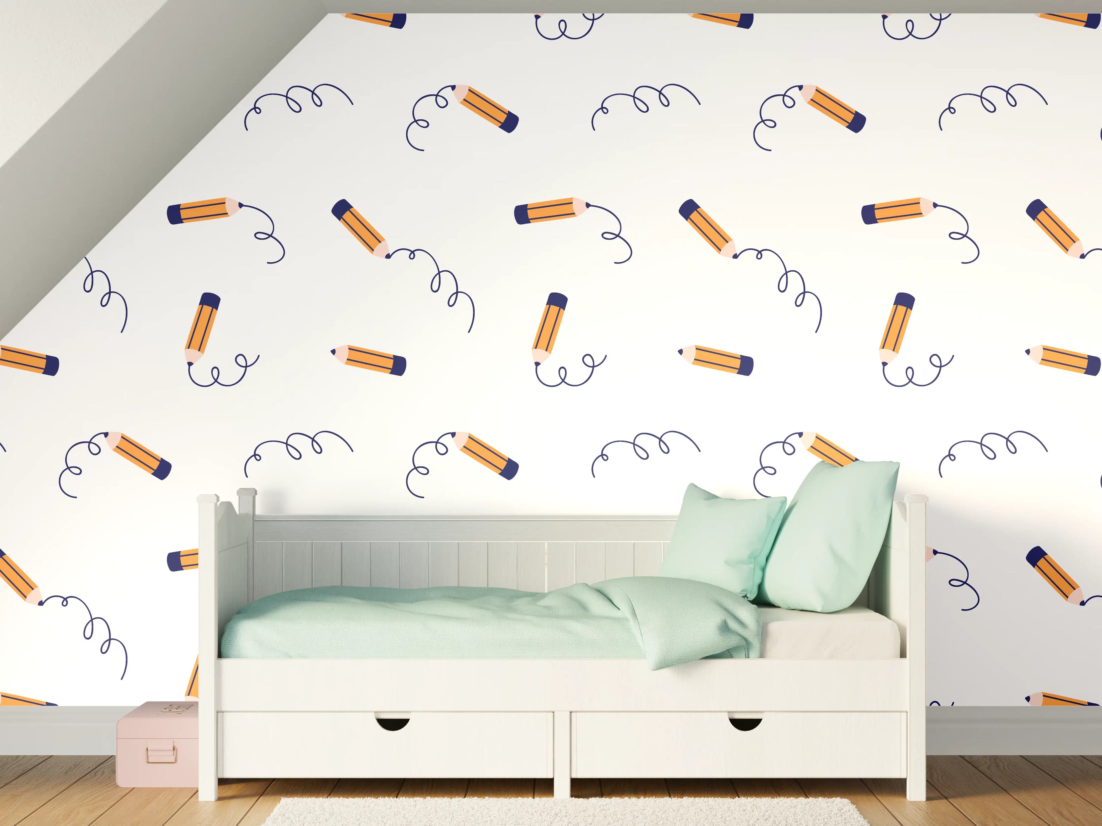 Kinderzimmer Wandgestaltung - Feuerzeug-Pattern in Weiß und Schwarz