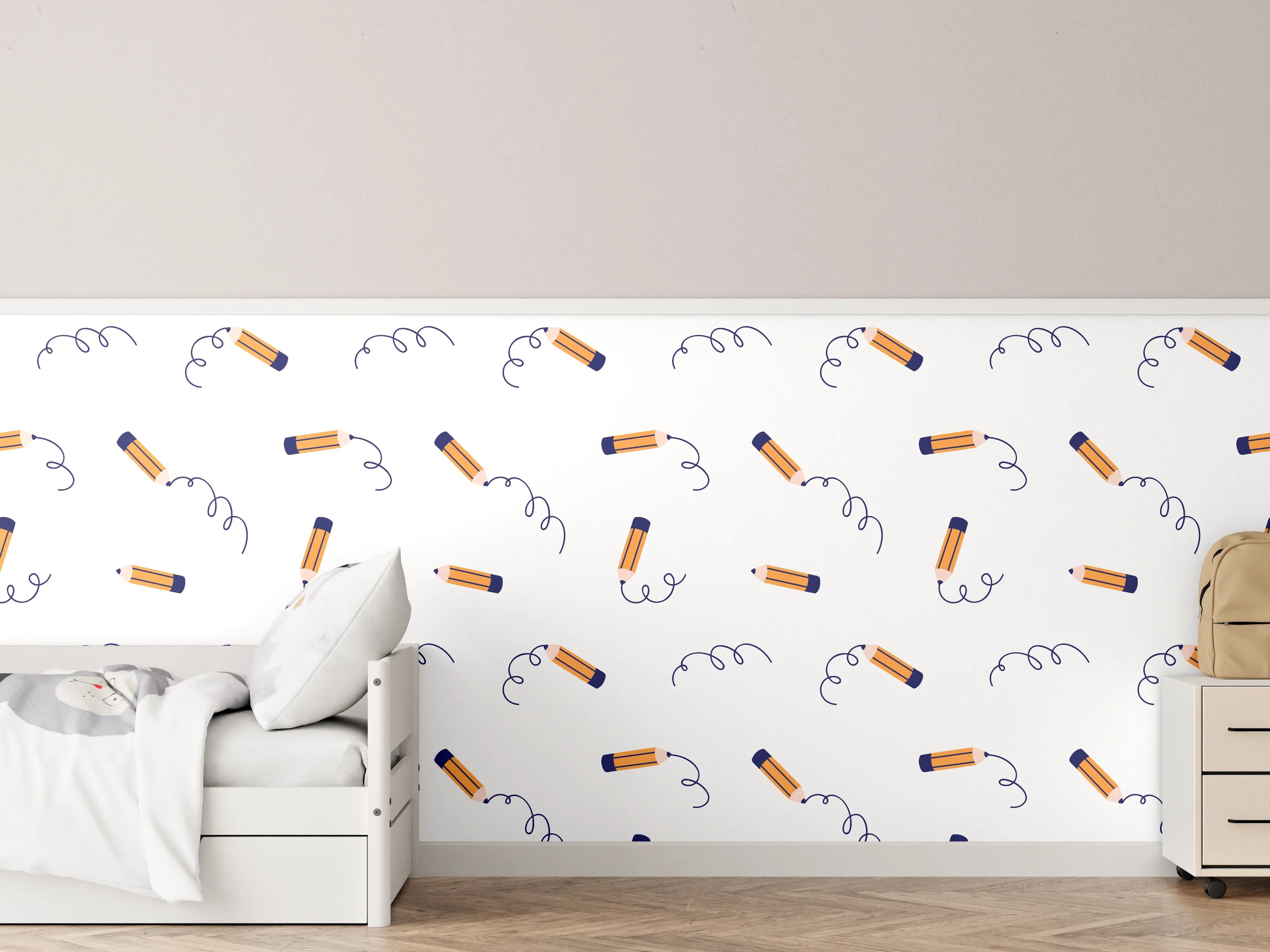 Kinderzimmer Wandgestaltung - Feuerzeug-Pattern in Weiß und Schwarz