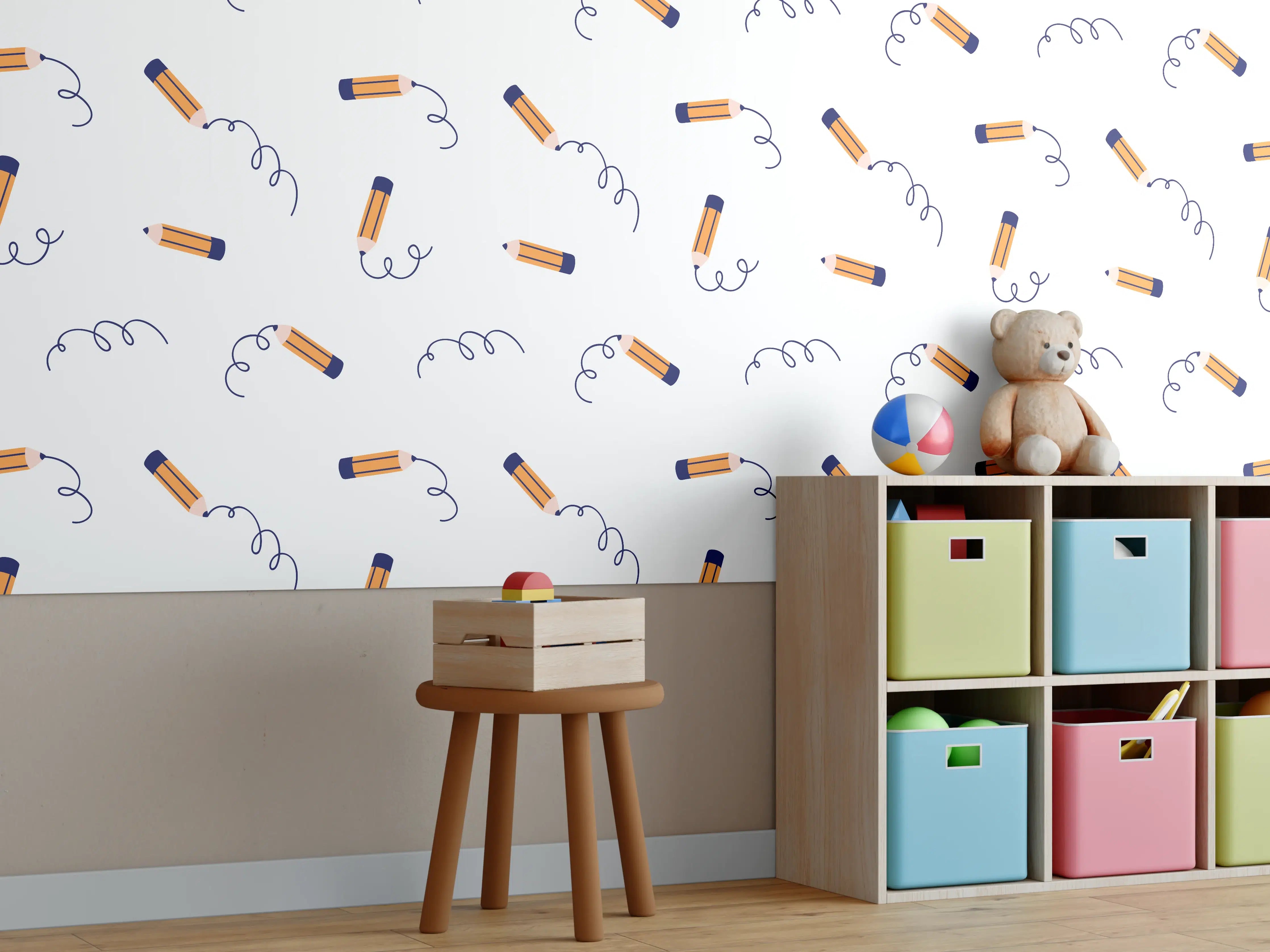 Kinderzimmer Wandgestaltung - Feuerzeug-Pattern in Weiß und Schwarz