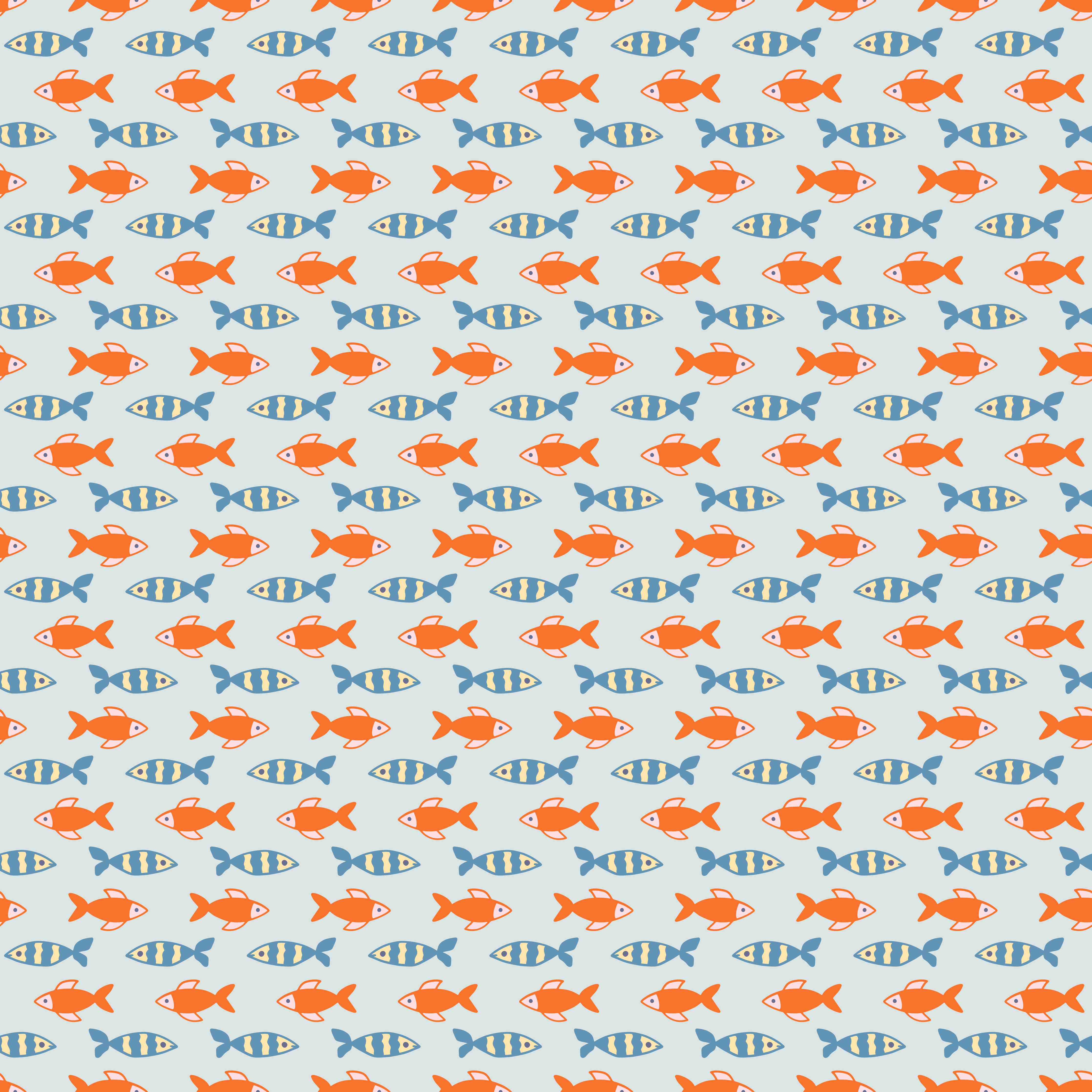 Kinderzimmer Wandgestaltung-Fischmuster Orange-Blau