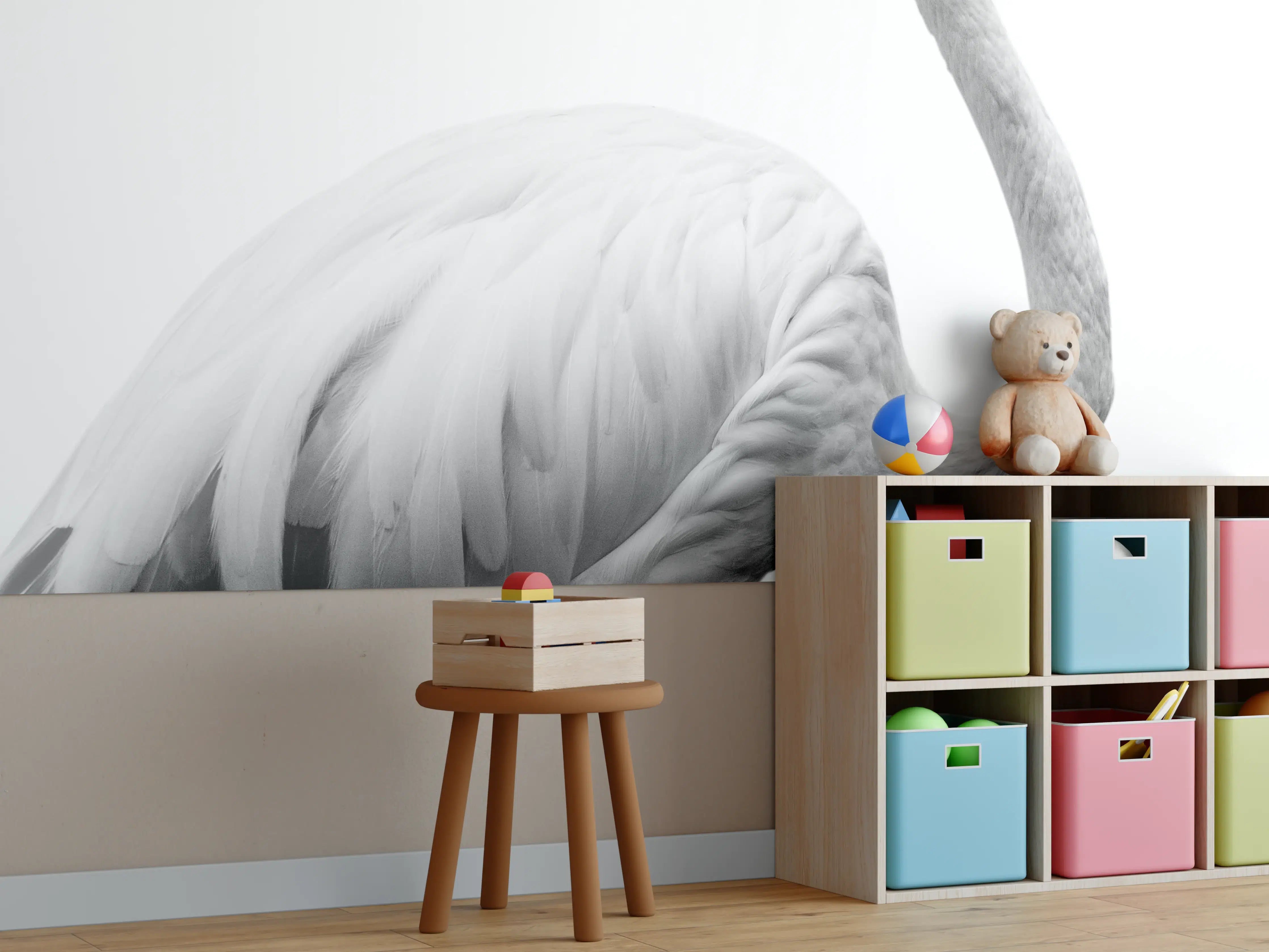Kinderzimmer Wandgestaltung - Flamingo - schwarz-weiß