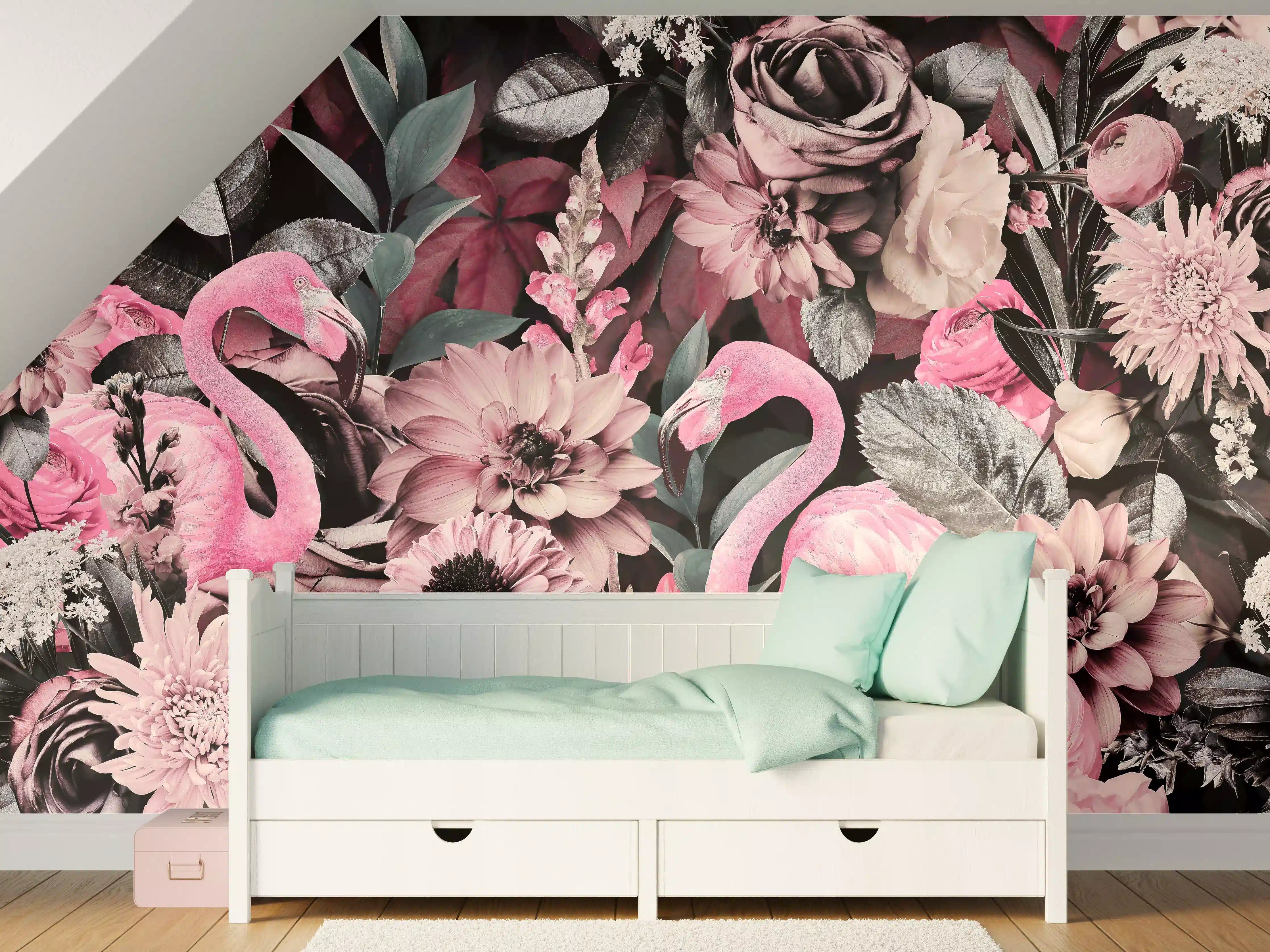 Kinderzimmer Wandgestaltung - Flamingo Garten - Floral