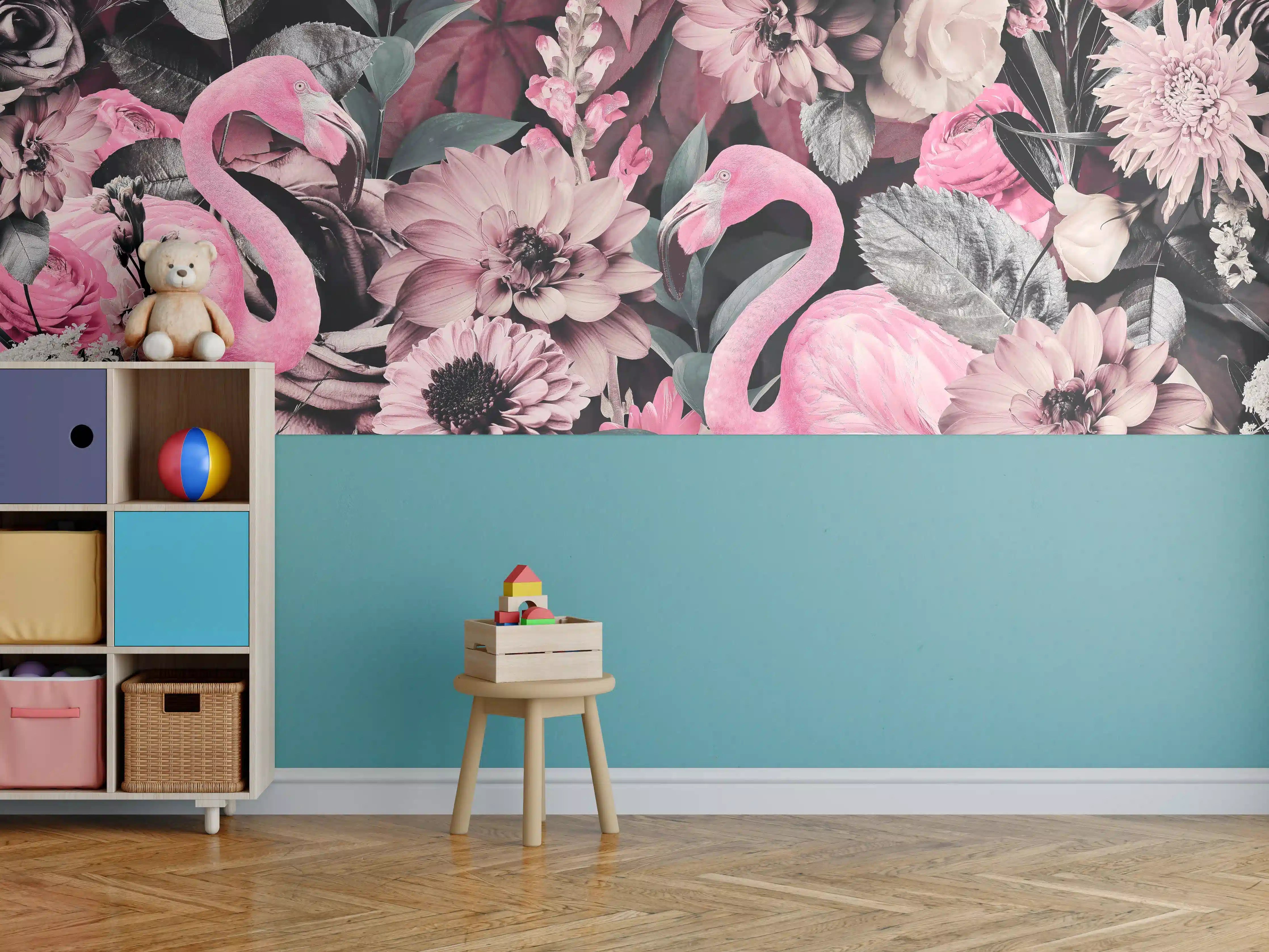 Kinderzimmer Wandgestaltung - Flamingo Garten - Floral