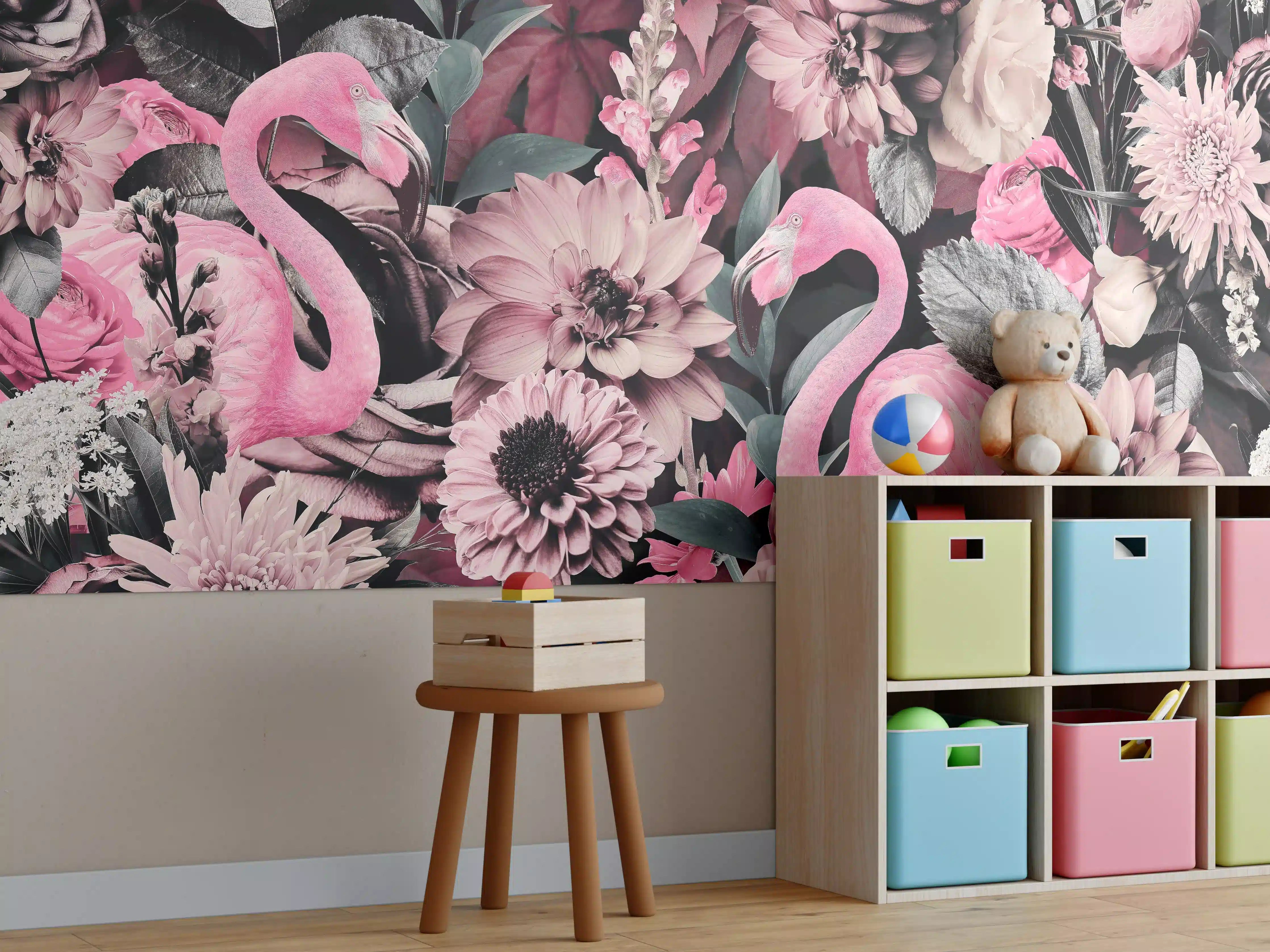 Kinderzimmer Wandgestaltung - Flamingo Garten - Floral