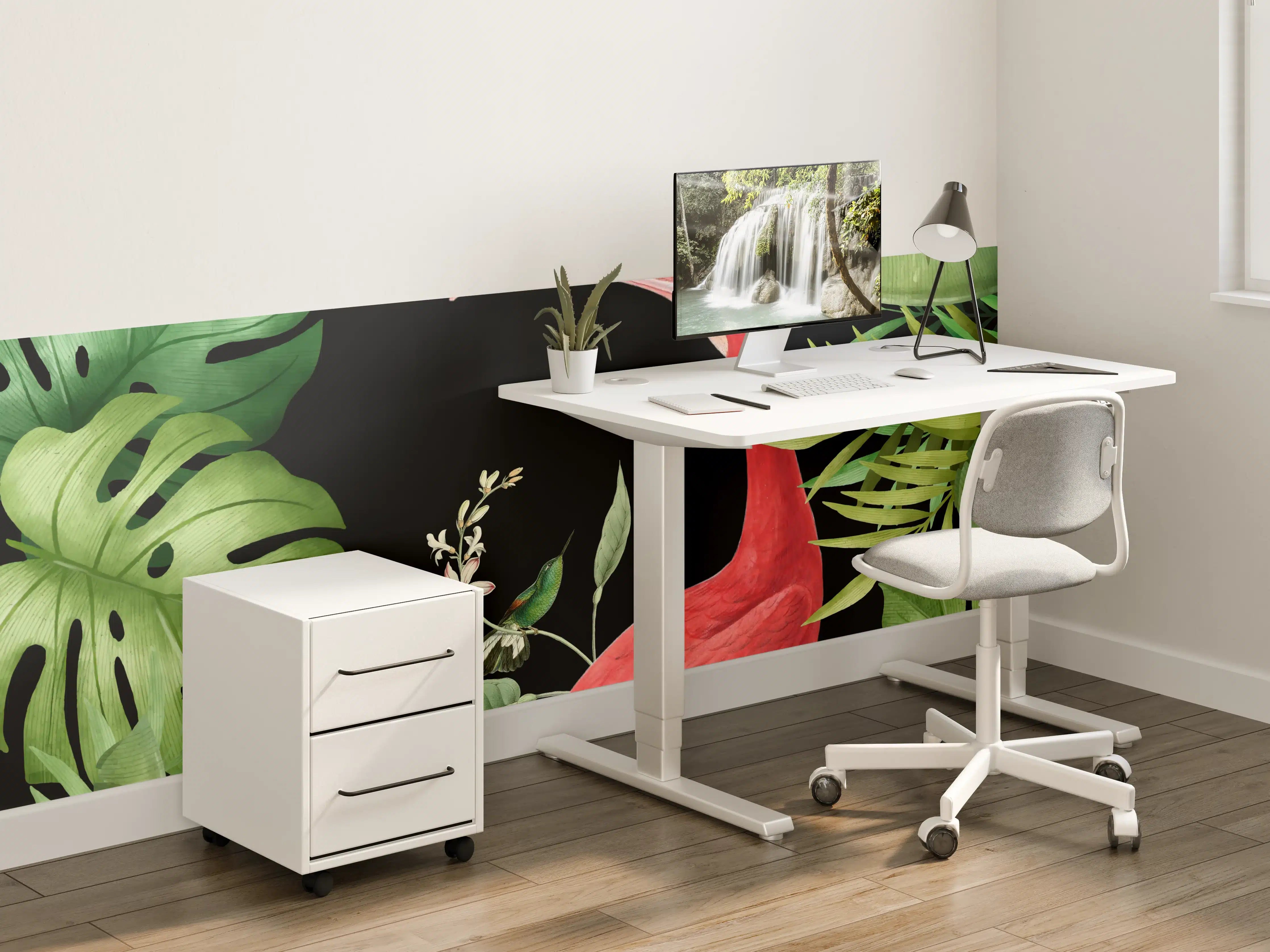 Kinderzimmer Wandgestaltung - Flamingo im Pflanzenrahmen