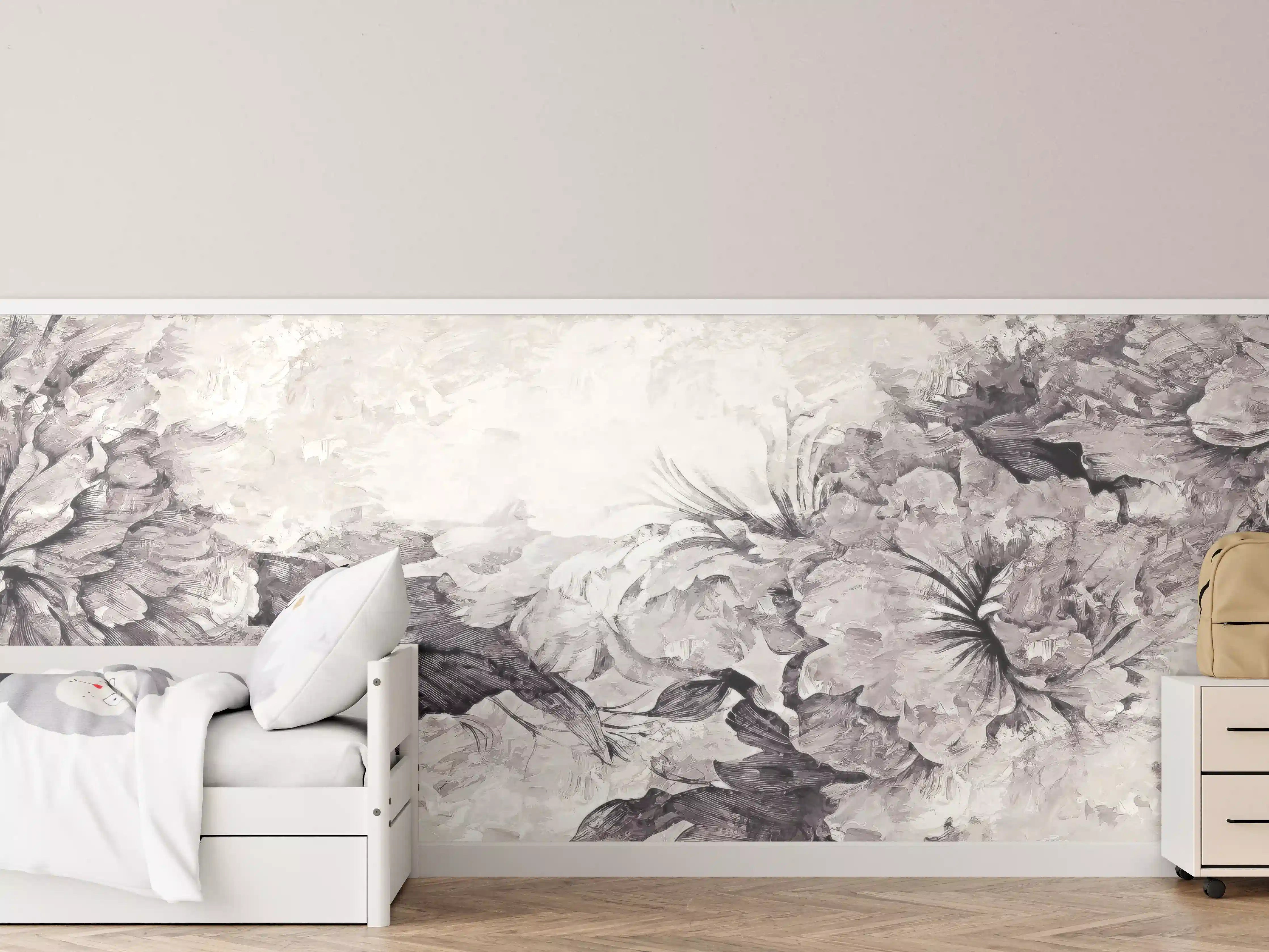 Kinderzimmer Wandgestaltung - Floral Grau Abstrakte Textur