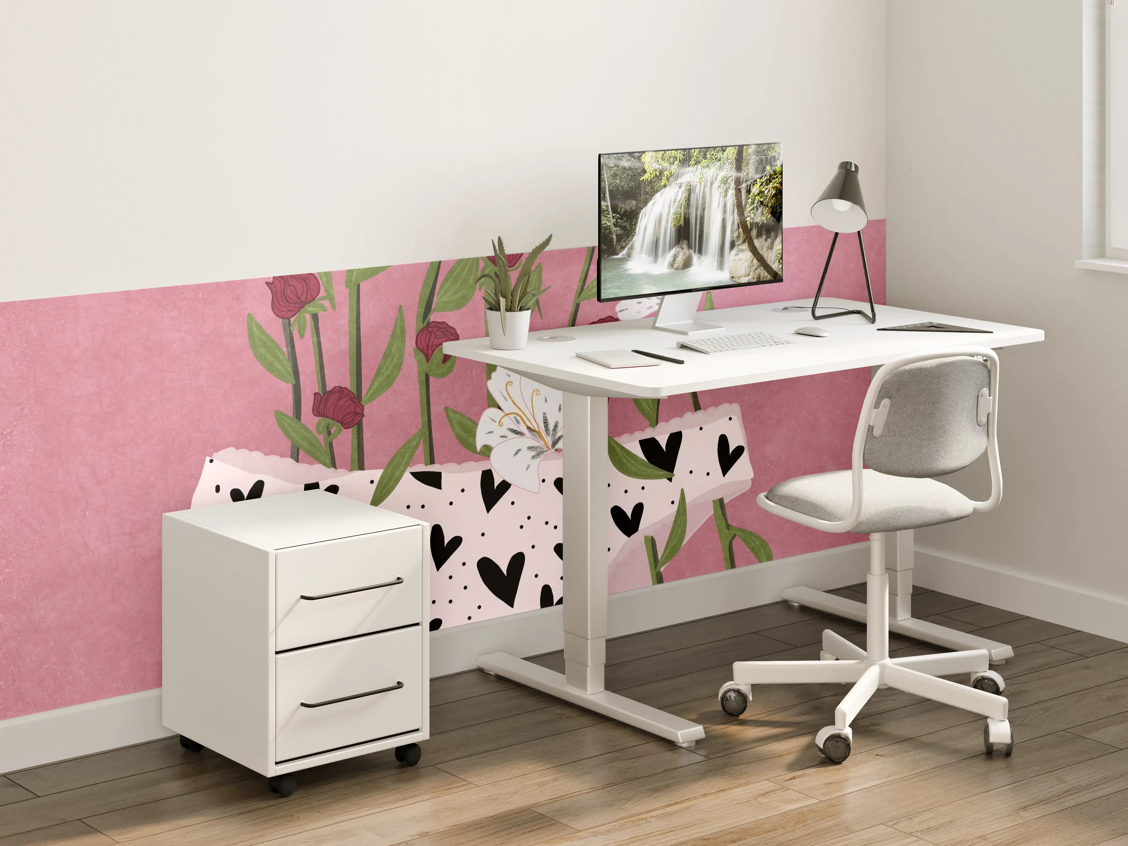 Kinderzimmer Wandgestaltung - Floral-Heart Lingerie Illustration